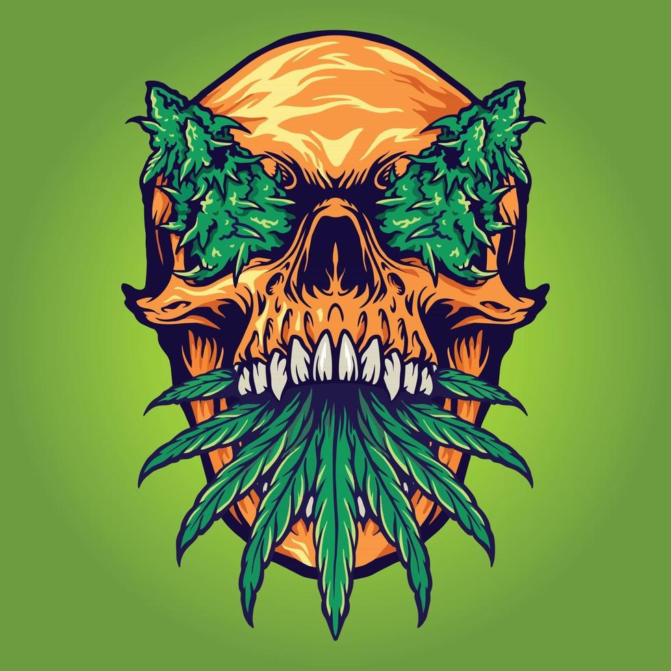 head skull weed kush ilustraciones vector