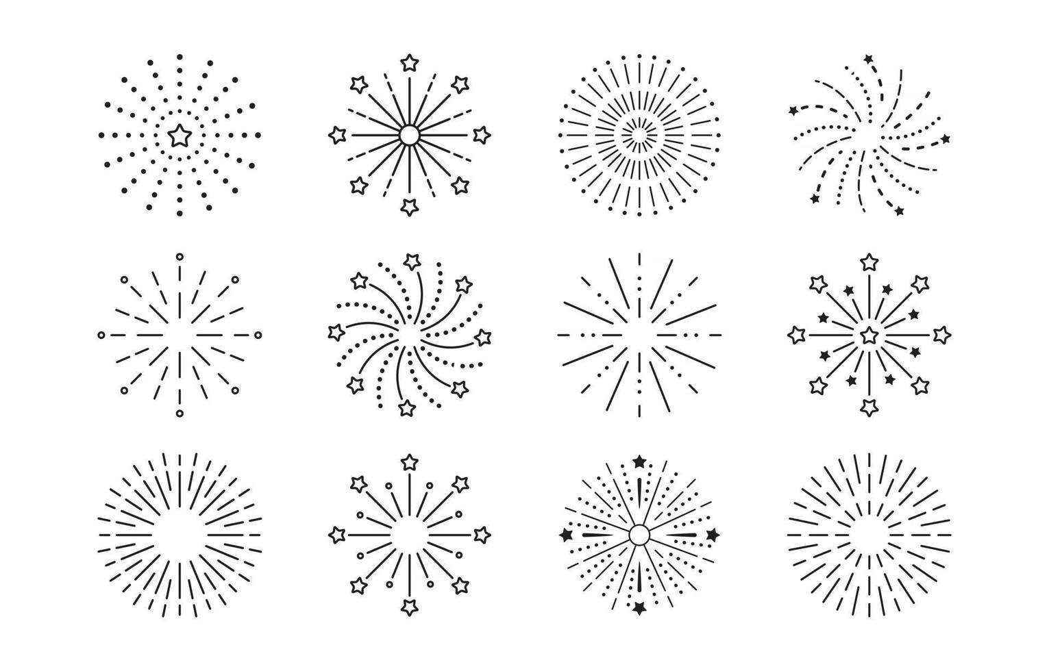 icono de línea de fuegos artificiales vector