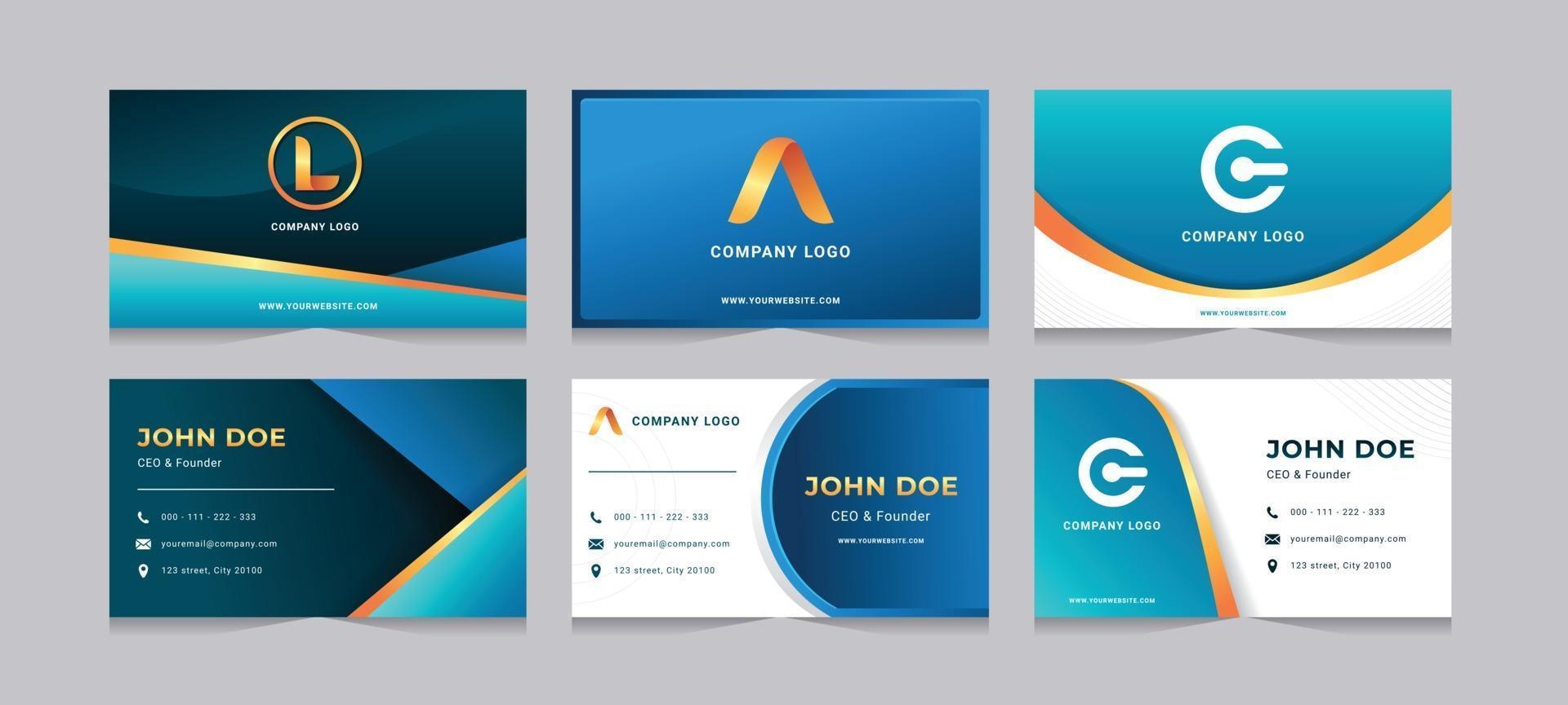 Blue and Gold Business Card Template vector