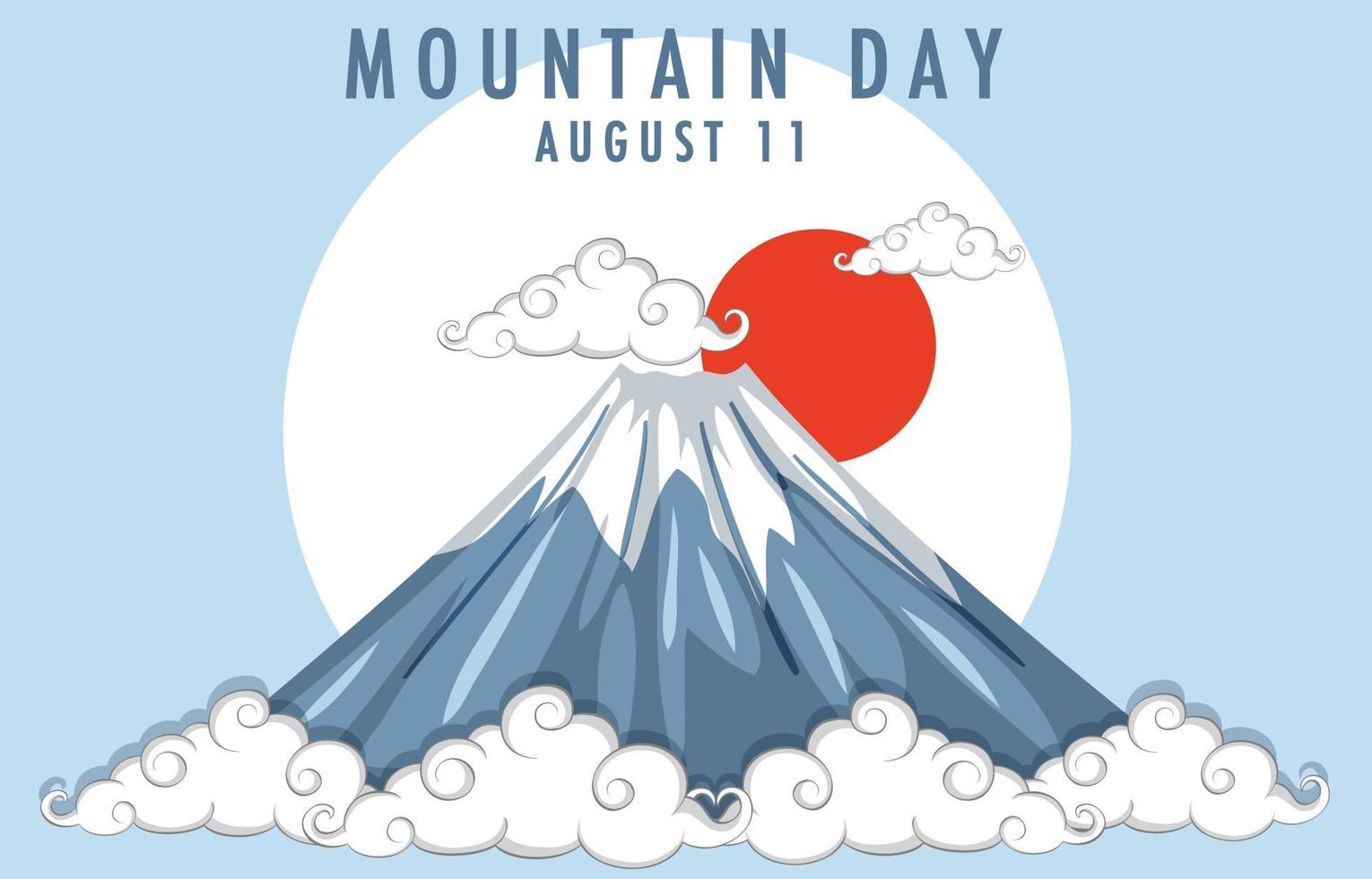 Mountain Day in Japan banner with Mount Fuji background vector