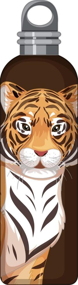 A brown thermos bottle with tiger pattern vector