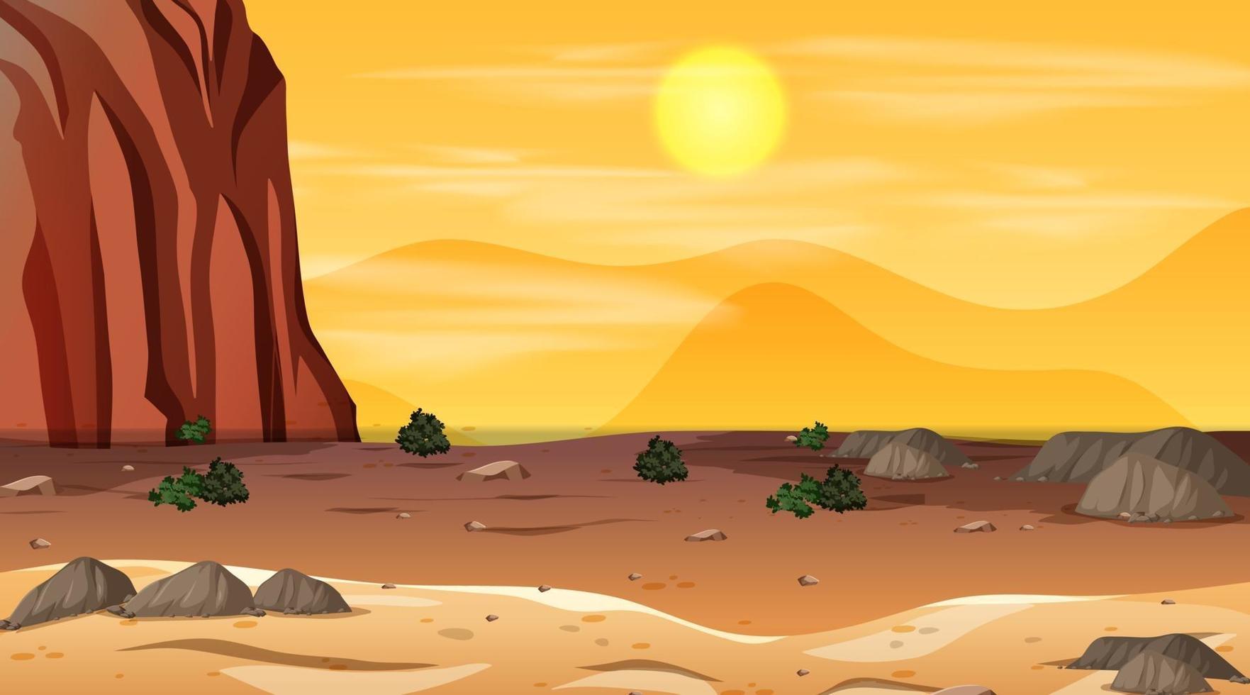 paisaje de bosque desierto vacío en la escena del atardecer vector