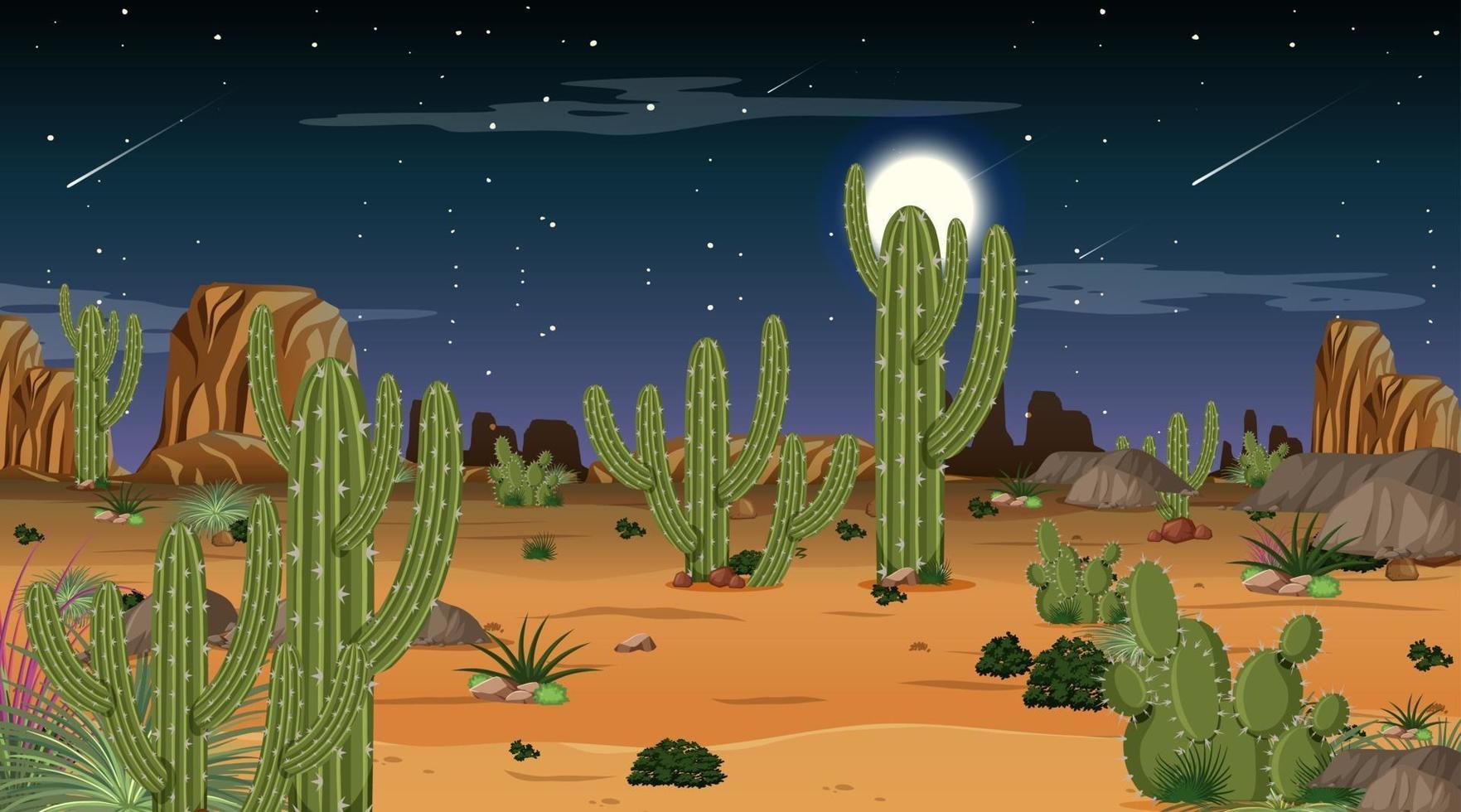 Desert forest landscape at night scene vector