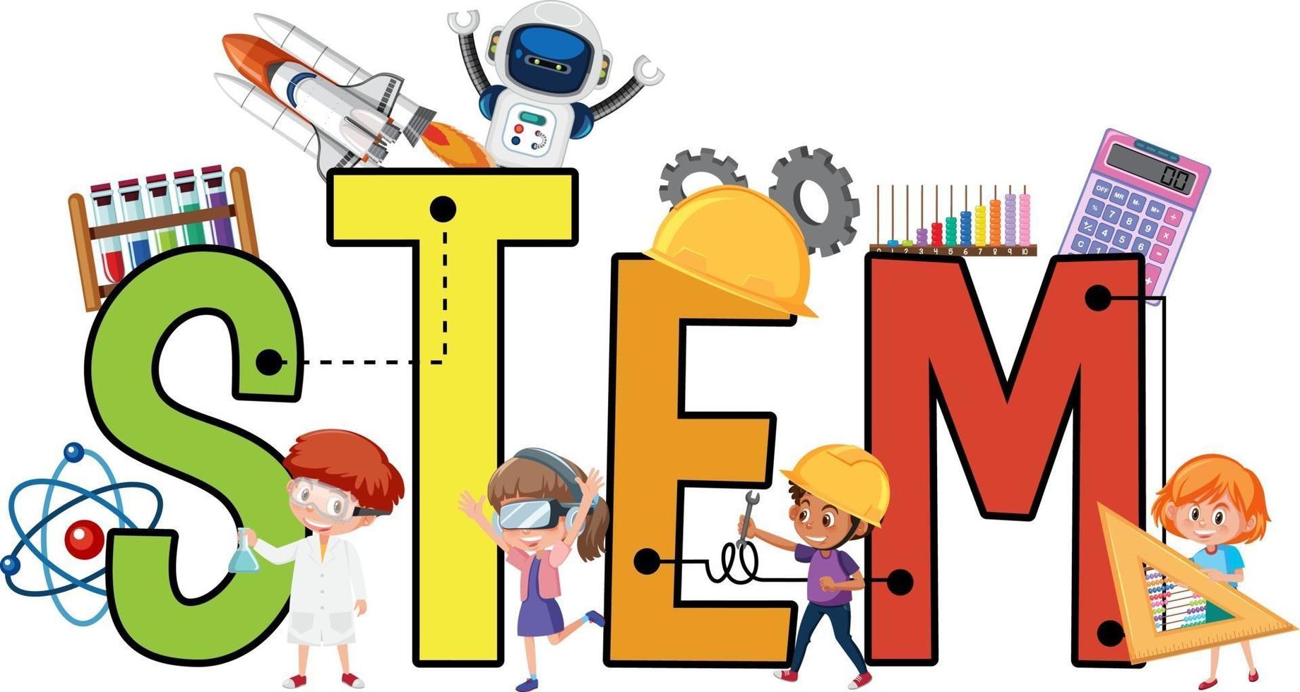 Colourful STEM education text icon vector