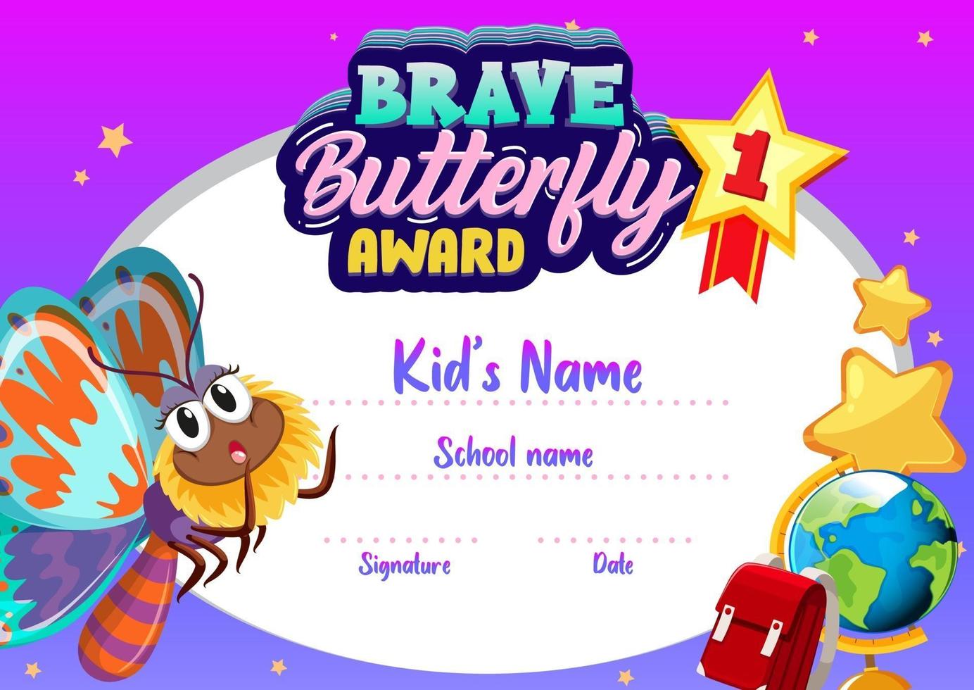 Diploma or certificate template for school kids vector