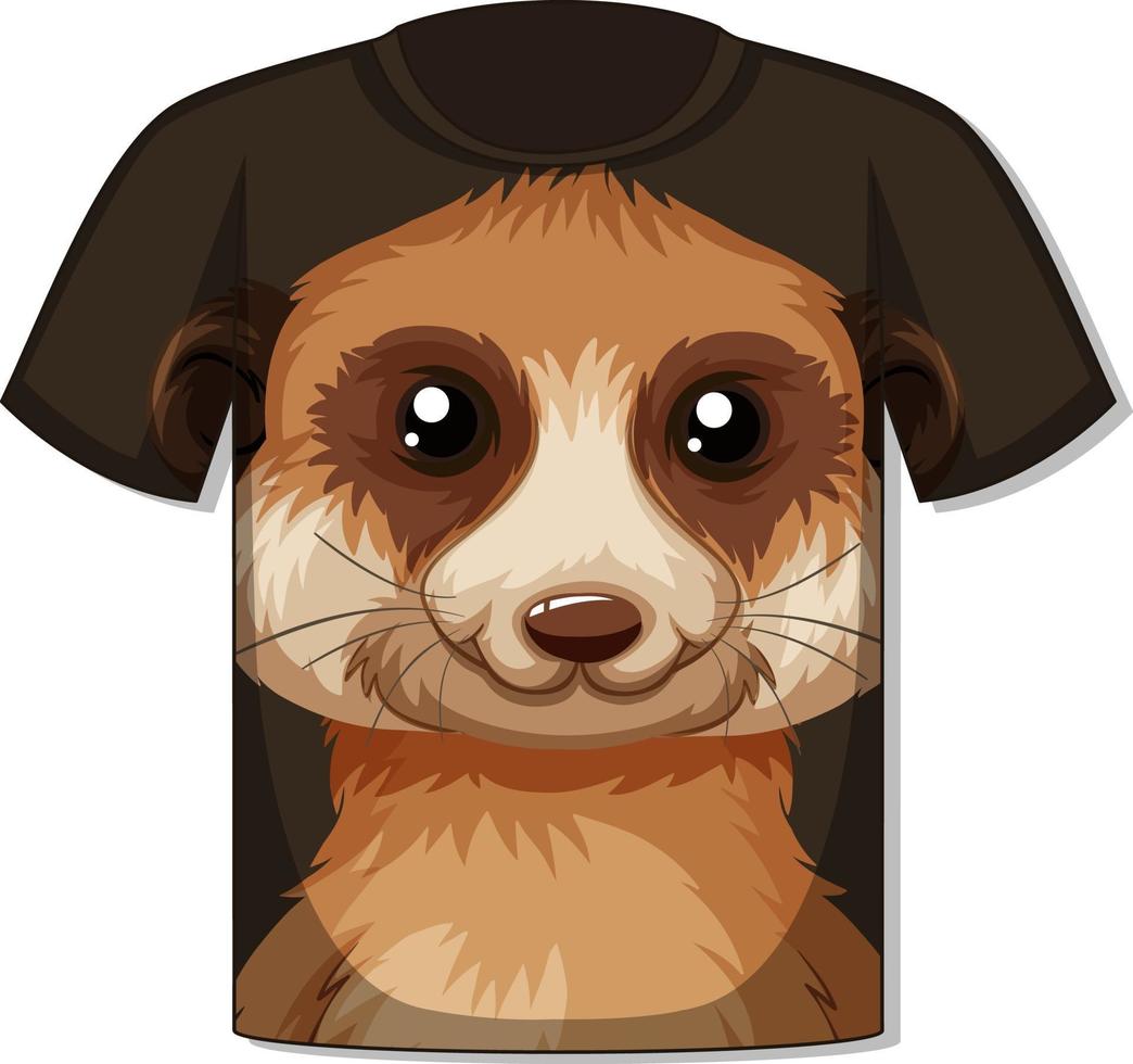 Front of tshirt with meerkat face template vector