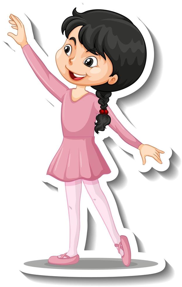 pegatina de personaje de dibujos animados con una niña bailando ballet vector
