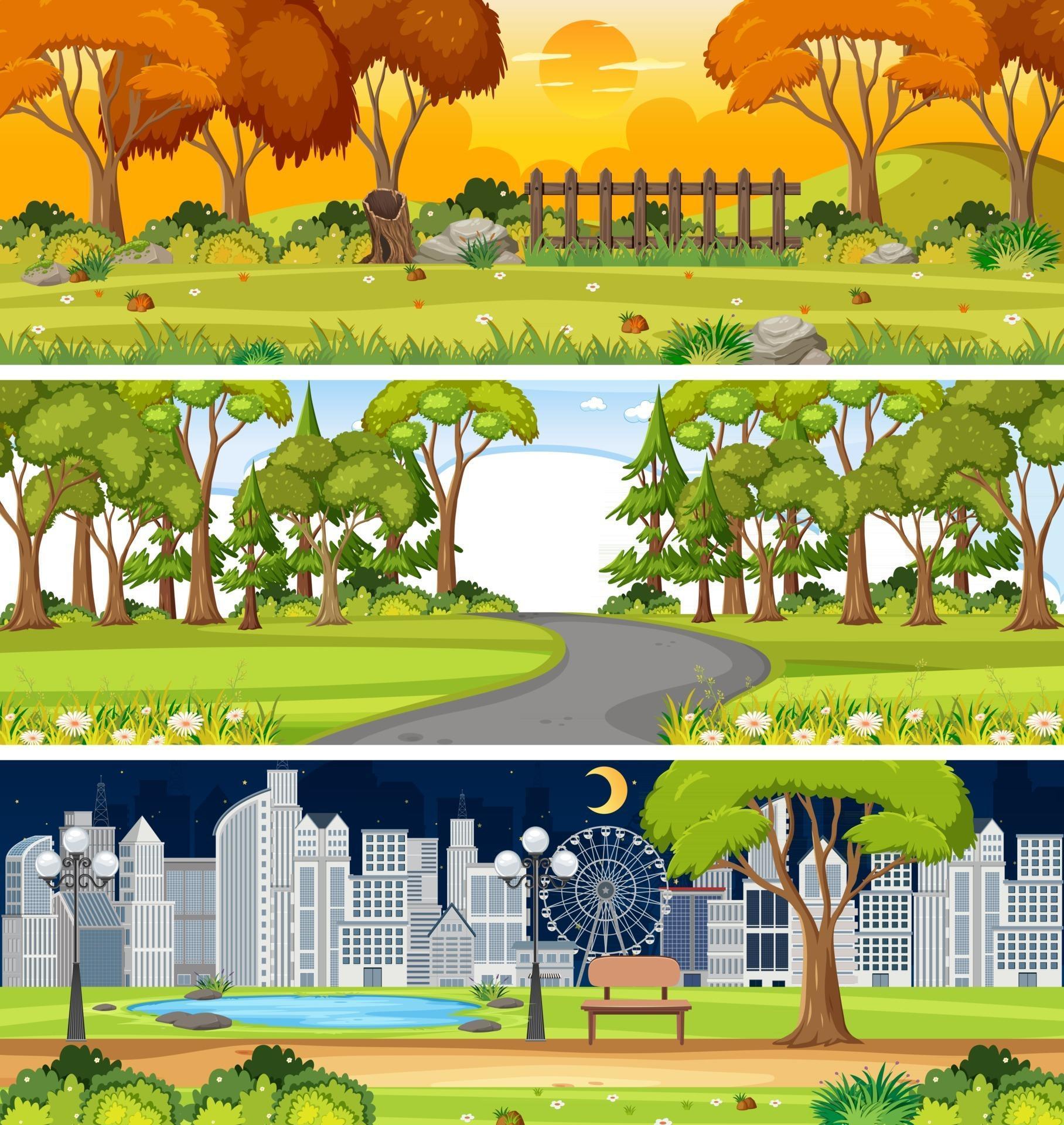 Set of different nature horizontal scenes 2852805 Vector Art at Vecteezy