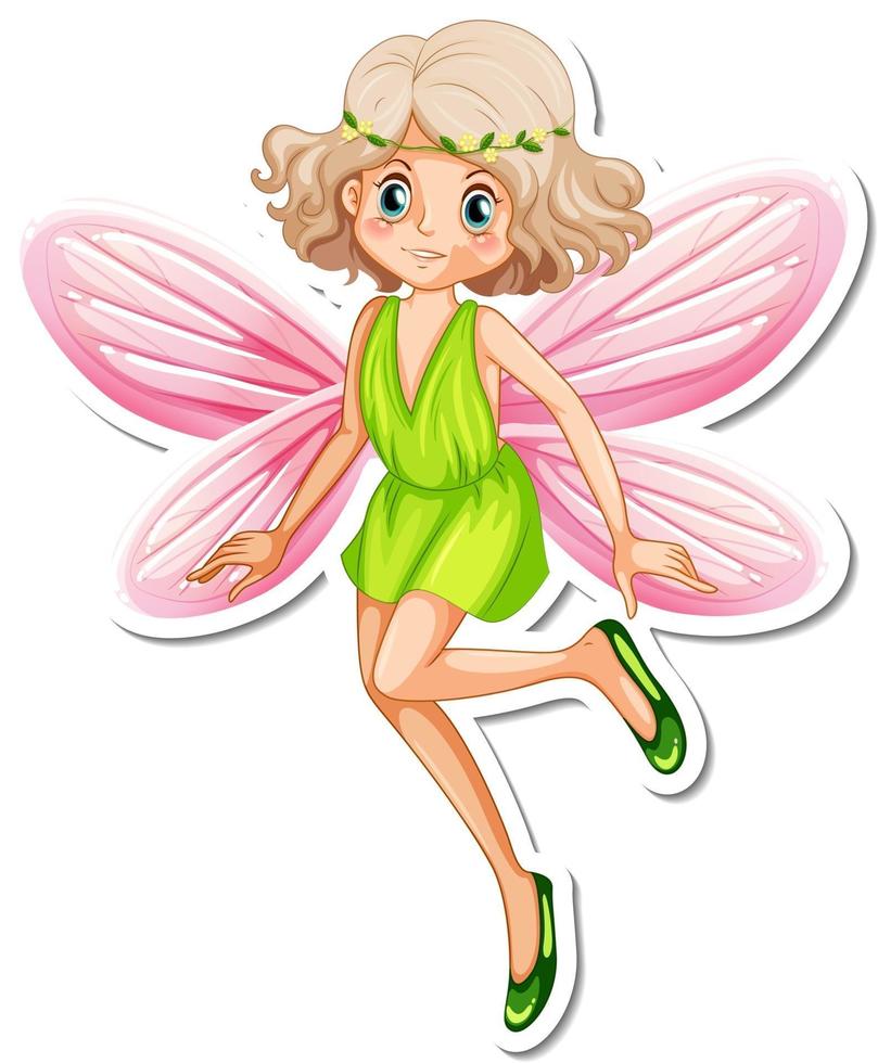 Beautiful fairy cartoon character sticker vector