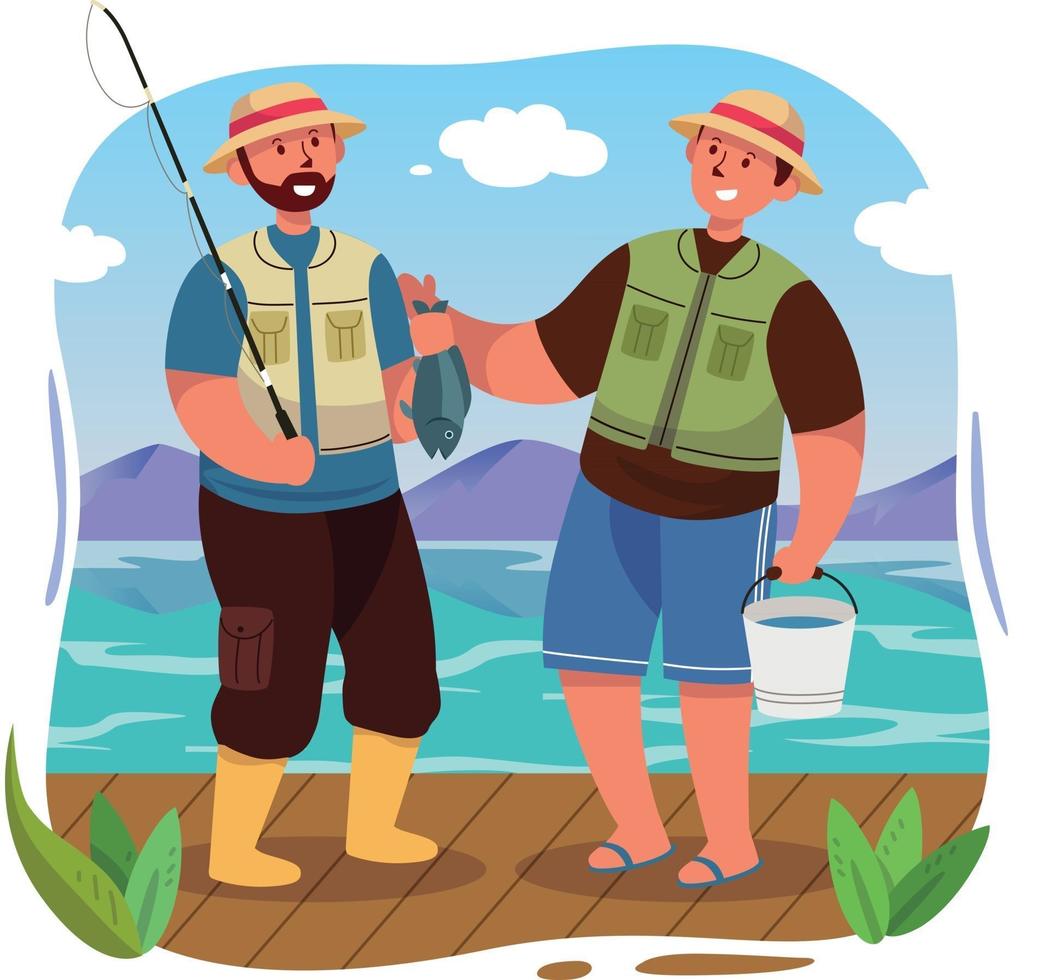 Fishing Activity on Summer vector