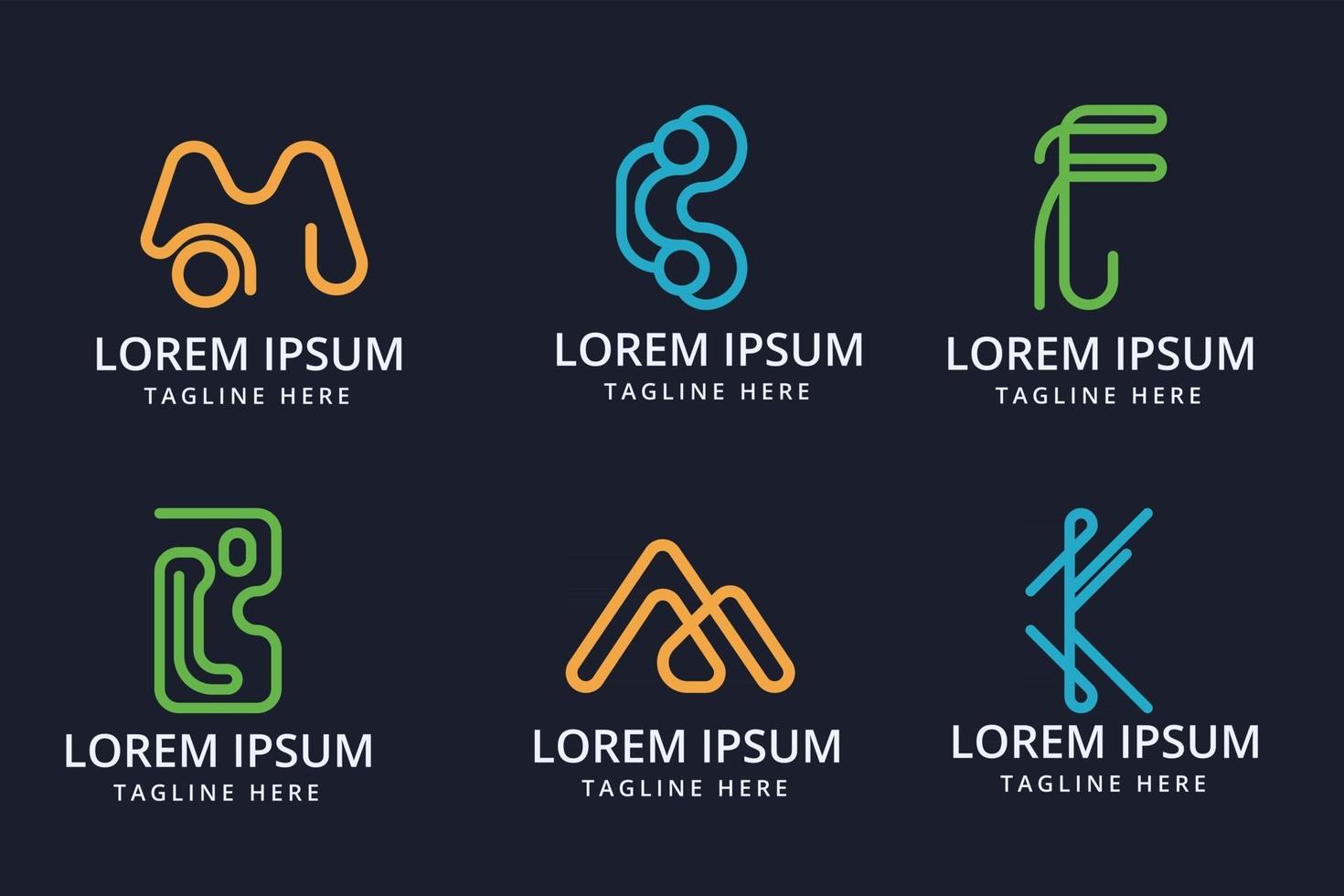 Modern minimal letter logo set free vector template