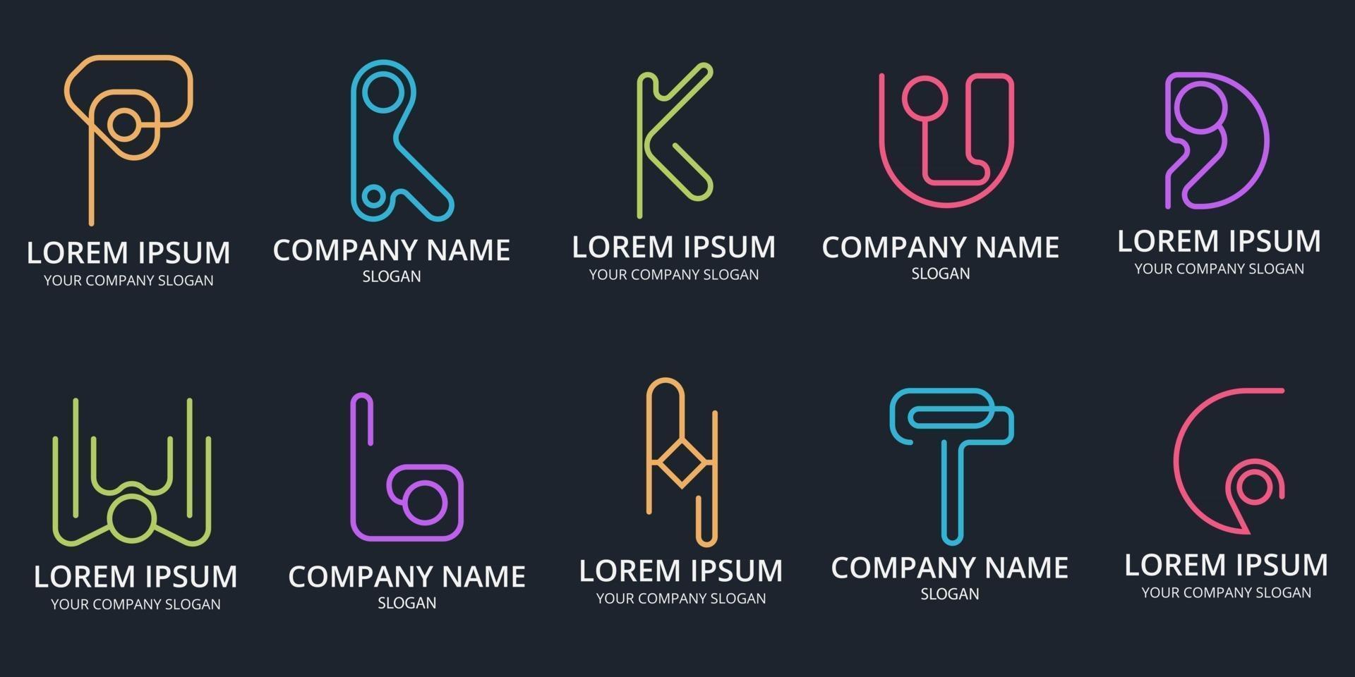 Set of minimal letter logo concept free vector template