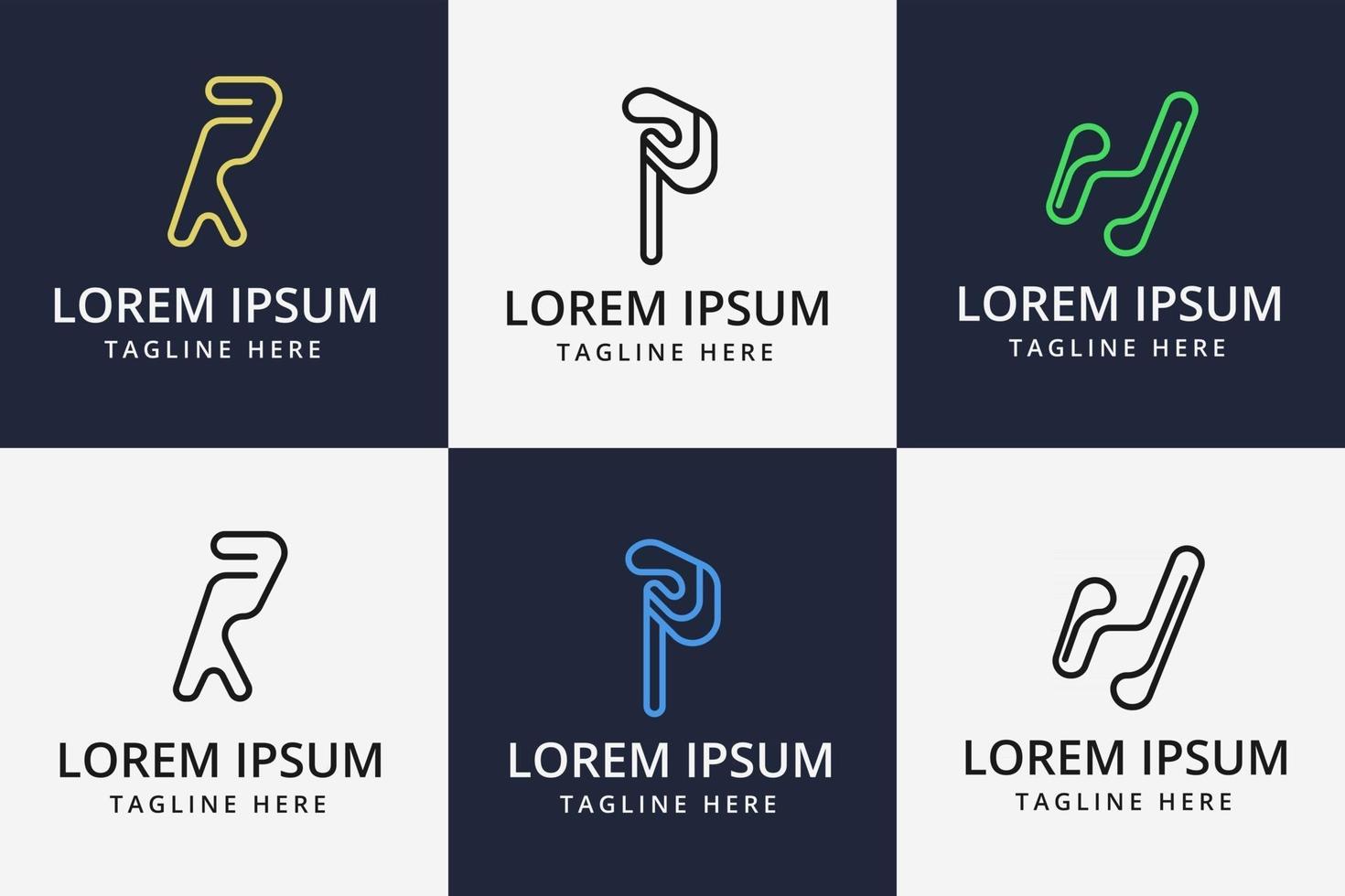 Modern minimal letter logo set free vector template