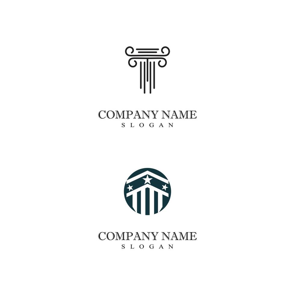 Ancient Pillar Columns Greek Rome Athens Historical Building logo design vector