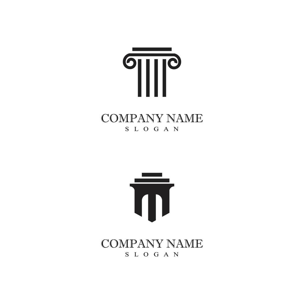 pilar antiguo columnas roma griega atenas edificio histórico diseño de logotipo vector