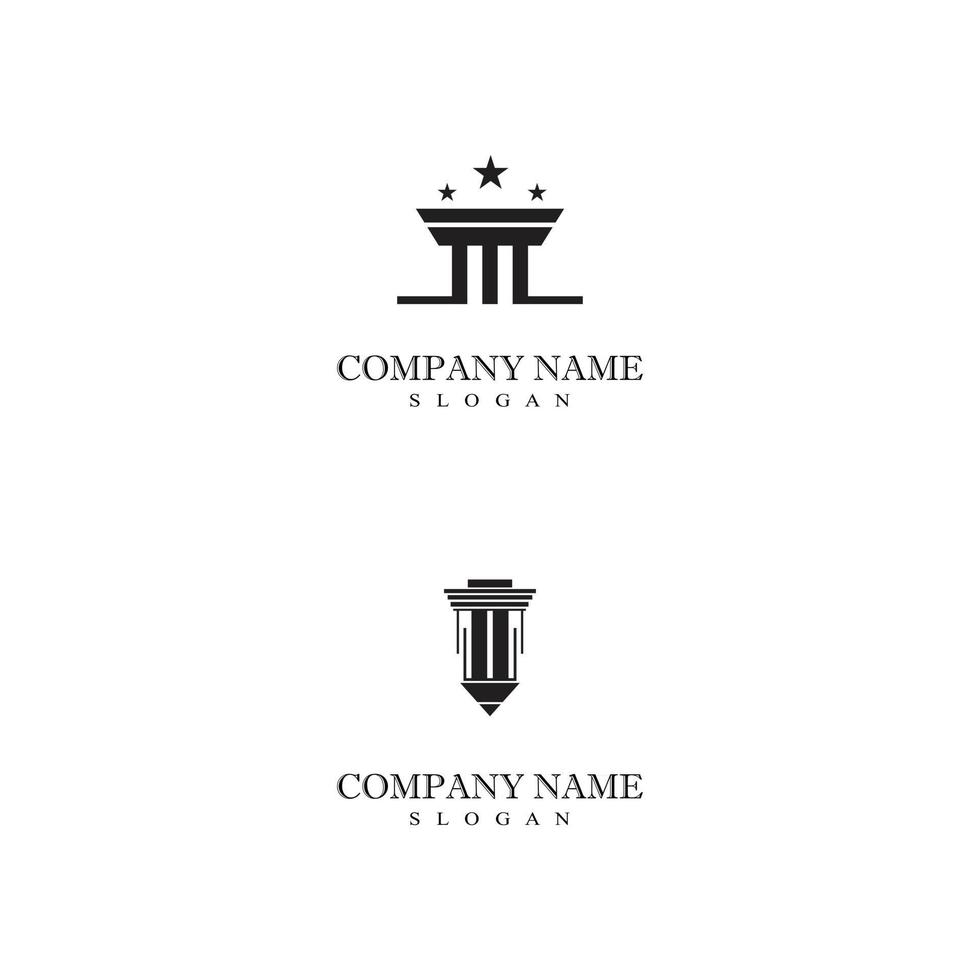 Ancient Pillar Columns Greek Rome Athens Historical Building logo design vector