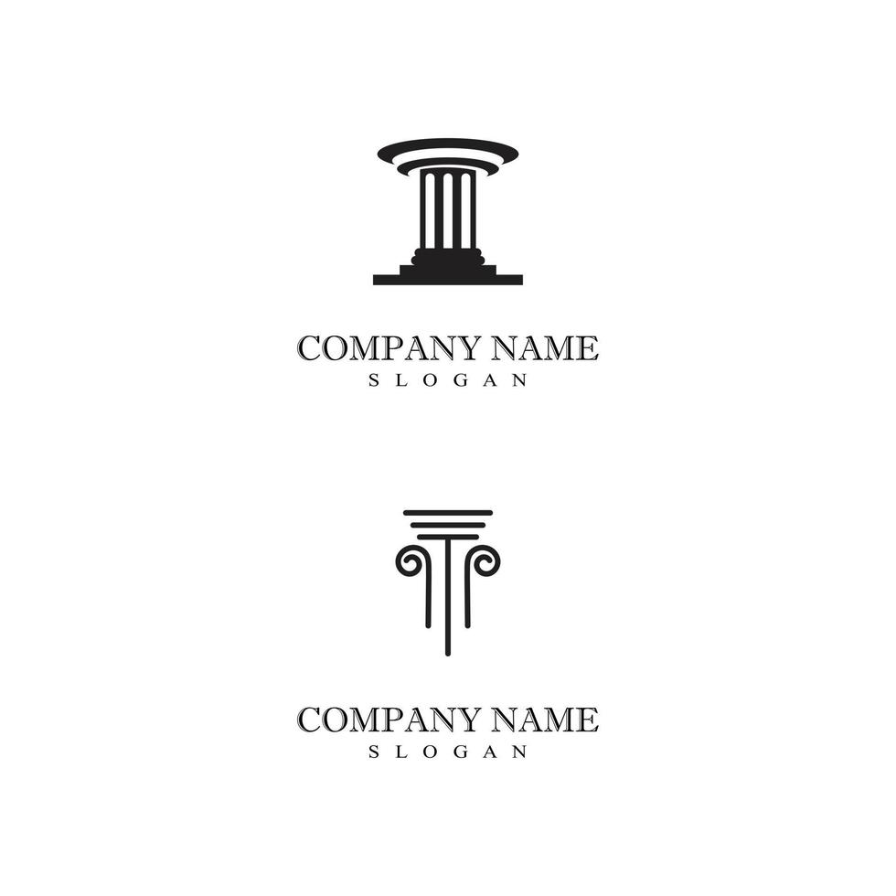 Ancient Pillar Columns Greek Rome Athens Historical Building logo design vector