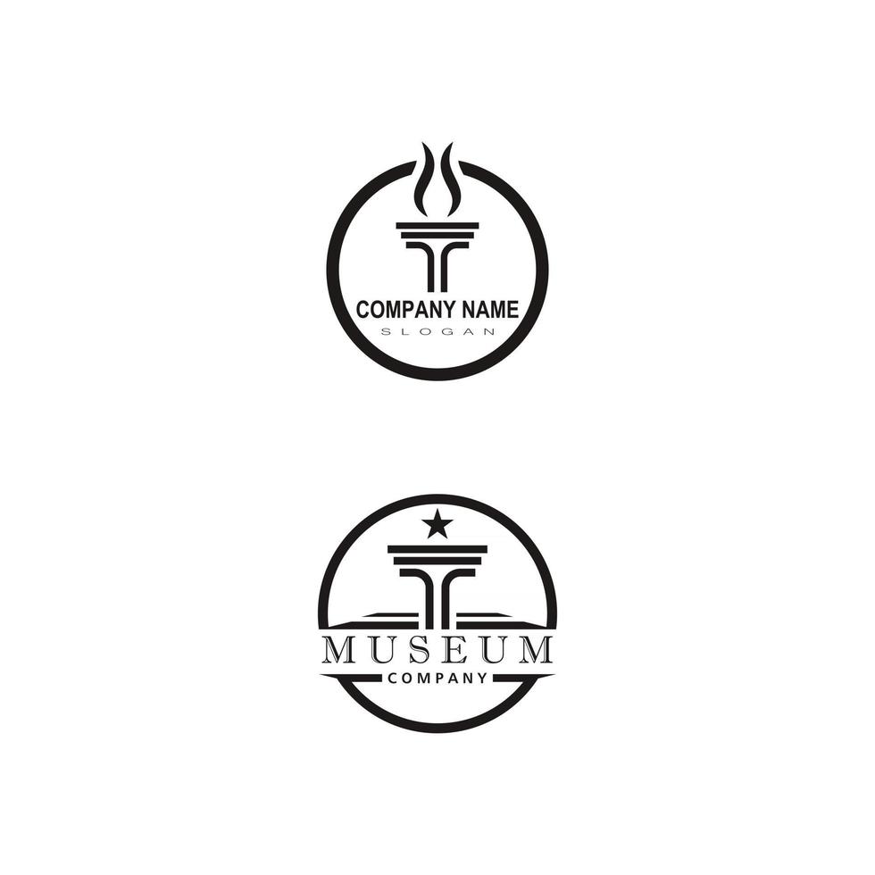 Ancient Pillar Columns Greek Rome Athens Historical Building logo design vector