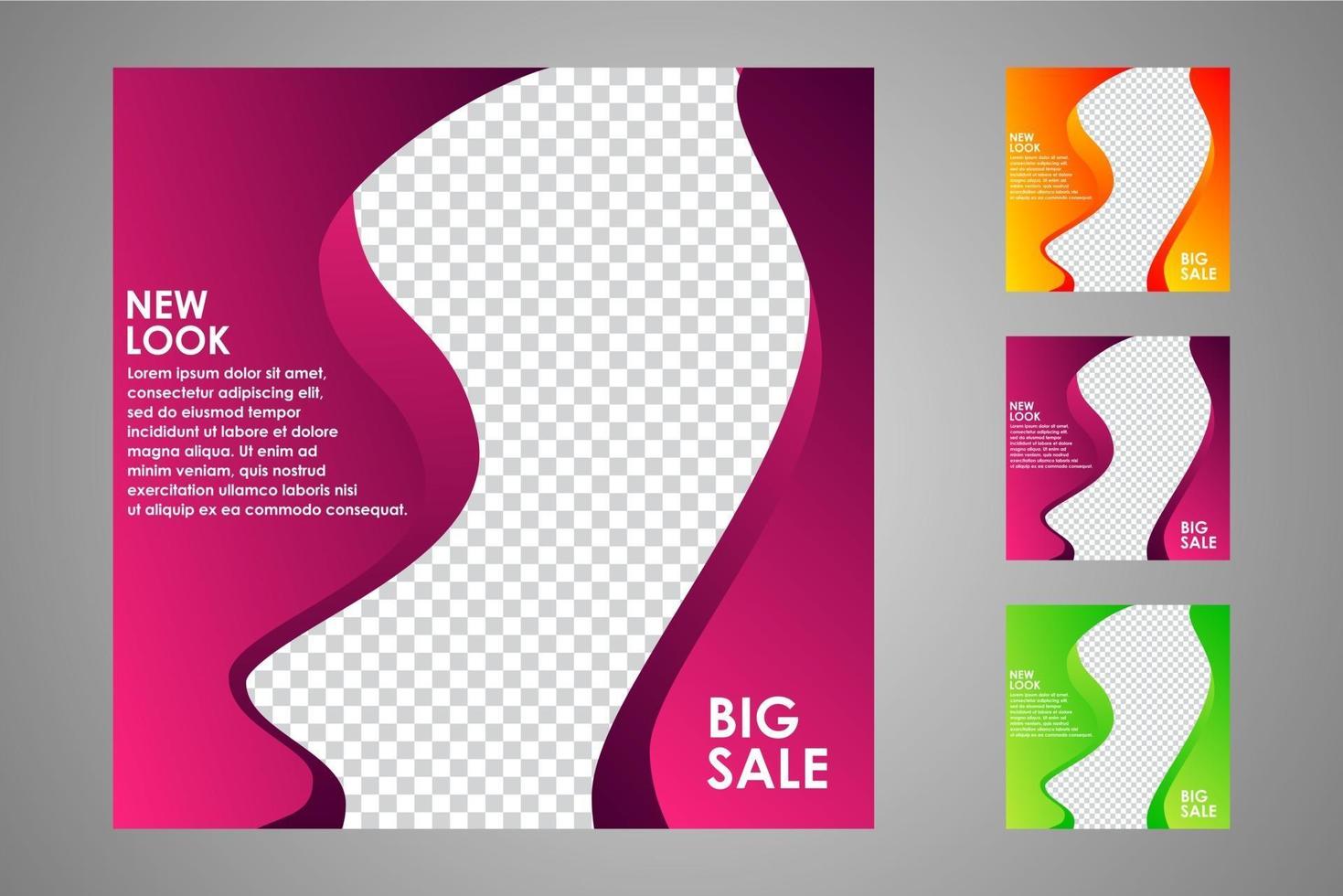 New set of editable minimal banner templates. Suitable for social media posts and web or internet ads. Vector illustration with photo college.