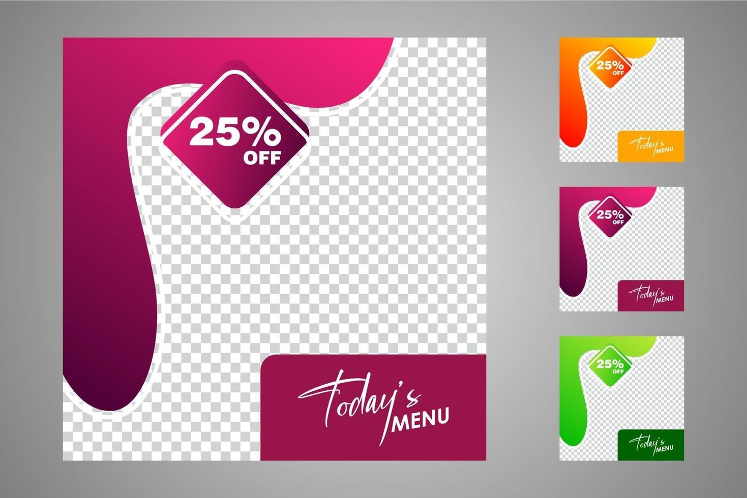 New set of editable minimal banner templates. Suitable for social media posts and web or internet ads. Vector illustration with photo college.