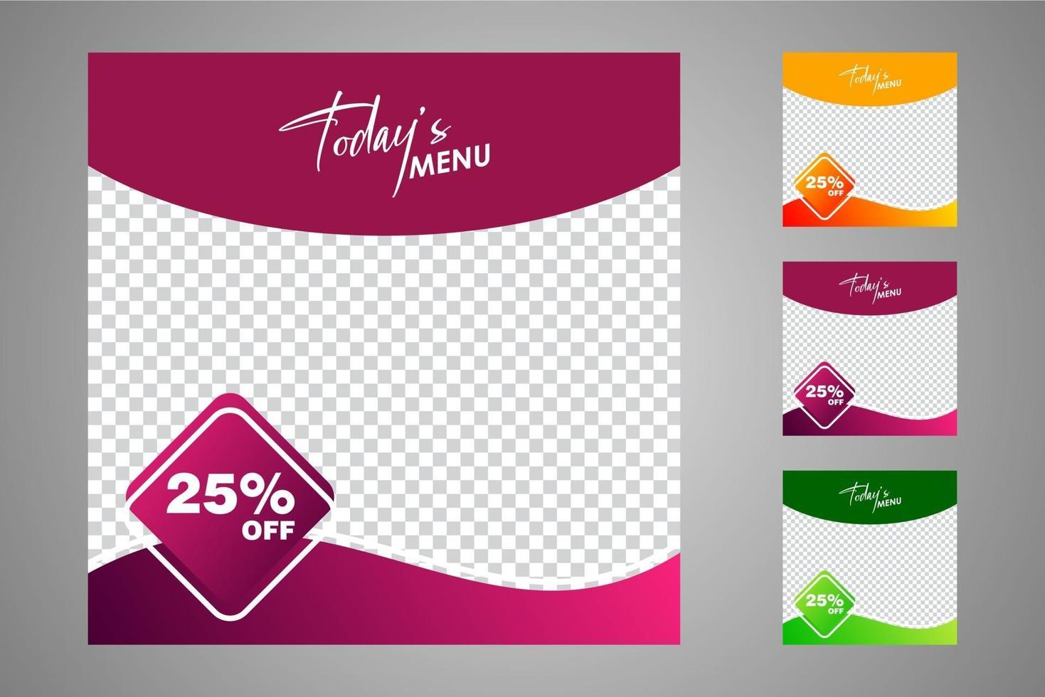 New set of editable minimal banner templates. Suitable for social media posts and web or internet ads. Vector illustration with photo college.