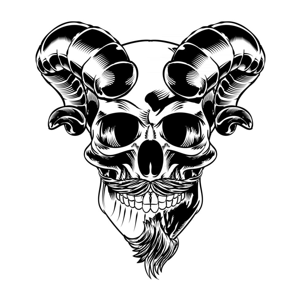 Isolated Skull with Mustache and horns vector