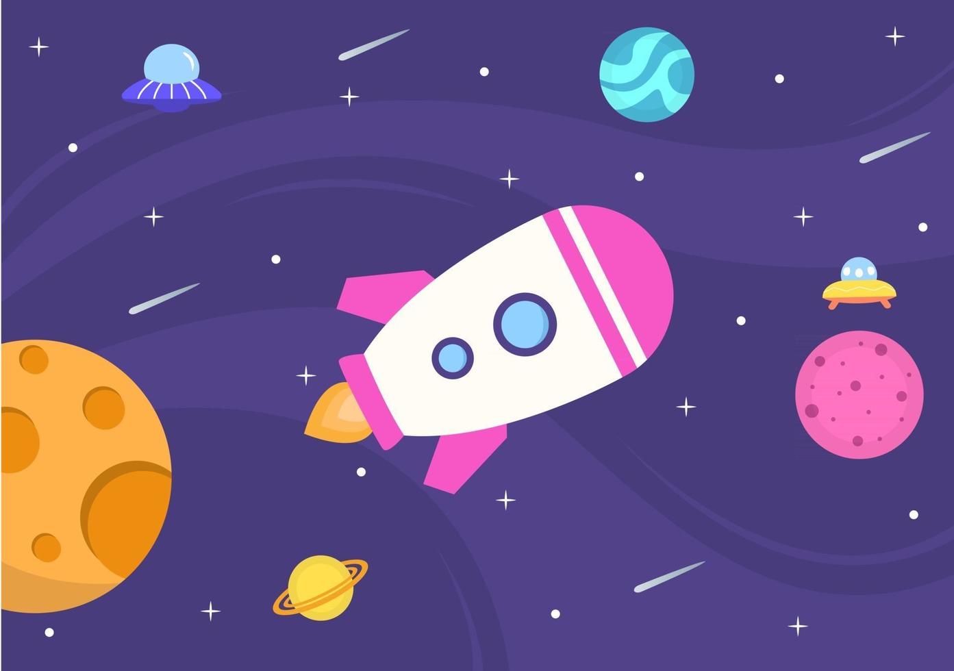 Cute Astronaut In Space Background Illustration vector