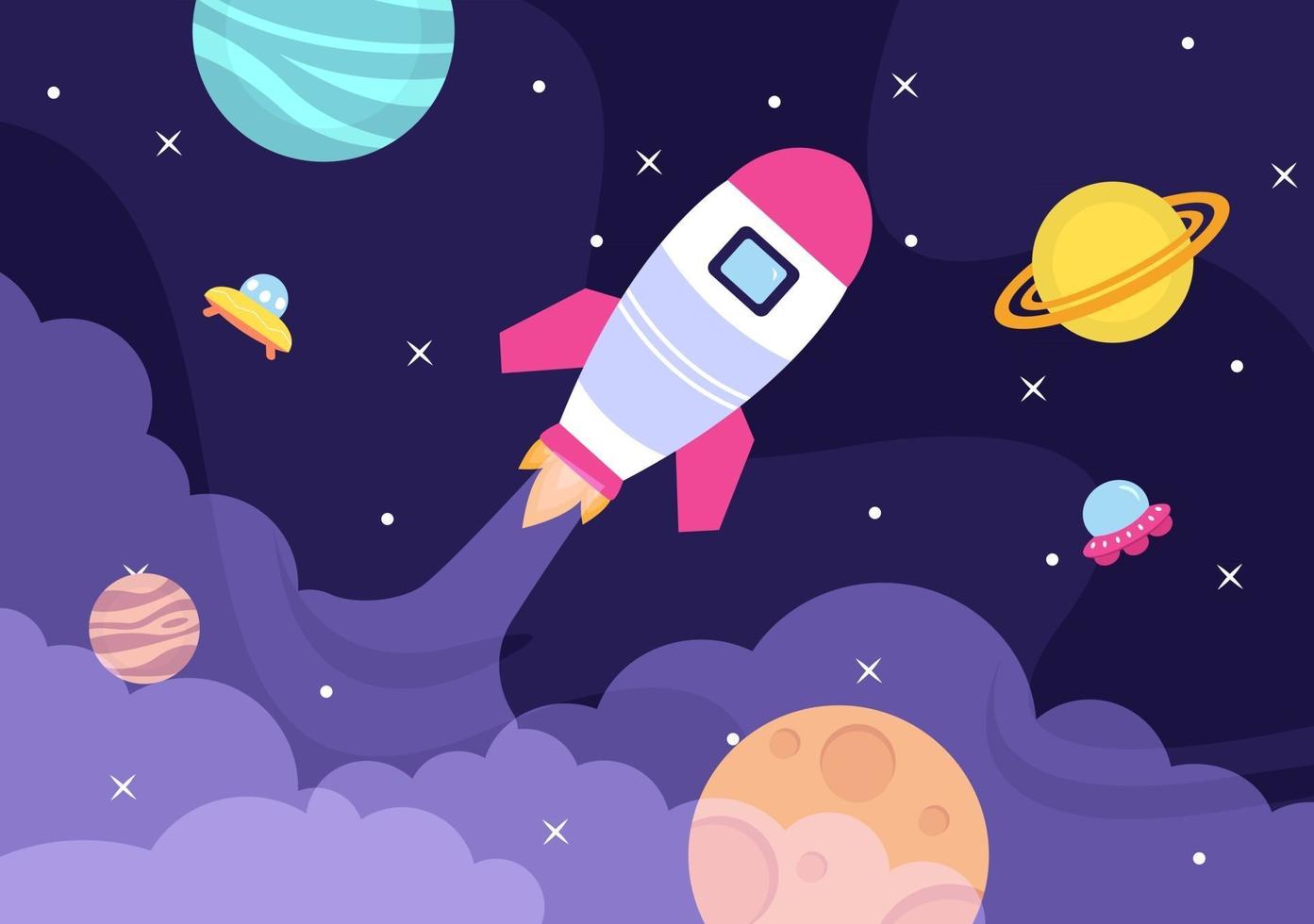 Cute Astronaut In Space Background Illustration vector