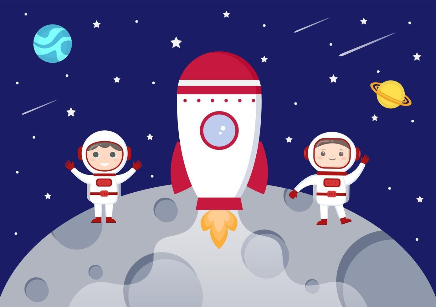 Cute Astronaut In Space Background Illustration vector