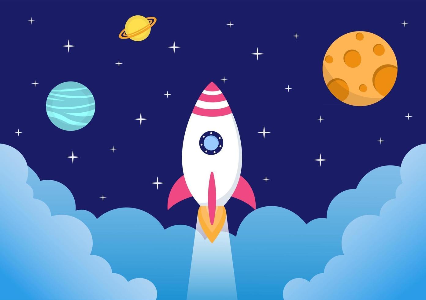 Cute Astronaut In Space Background Illustration vector