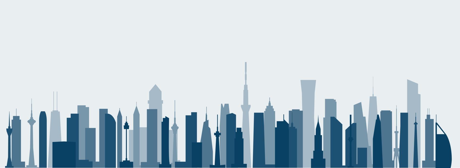 Abstract futuristic city sky with modern buildings vector wallpaper background.