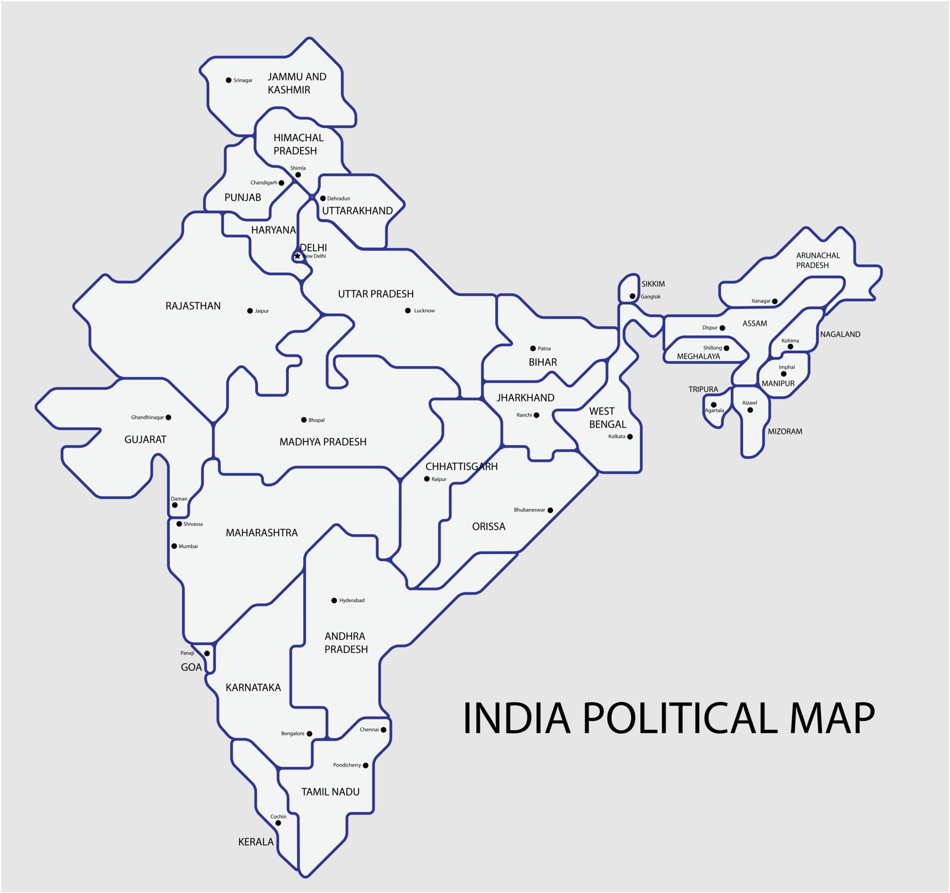 India political map divide by state colorful outline simplicity style.  2853796 Vector Art at Vecteezy