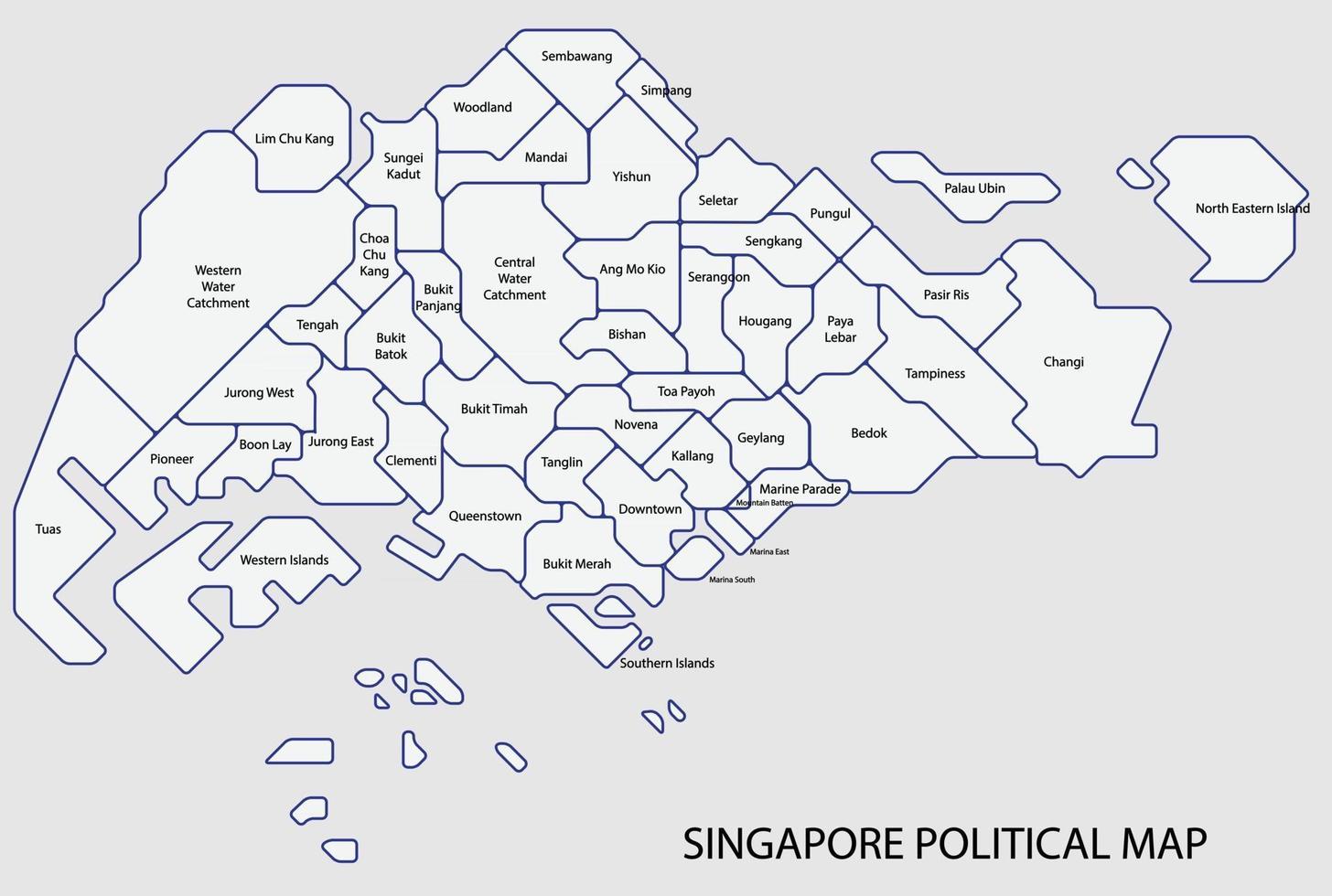 Singapore political map divide by state colorful outline simplicity style. vector