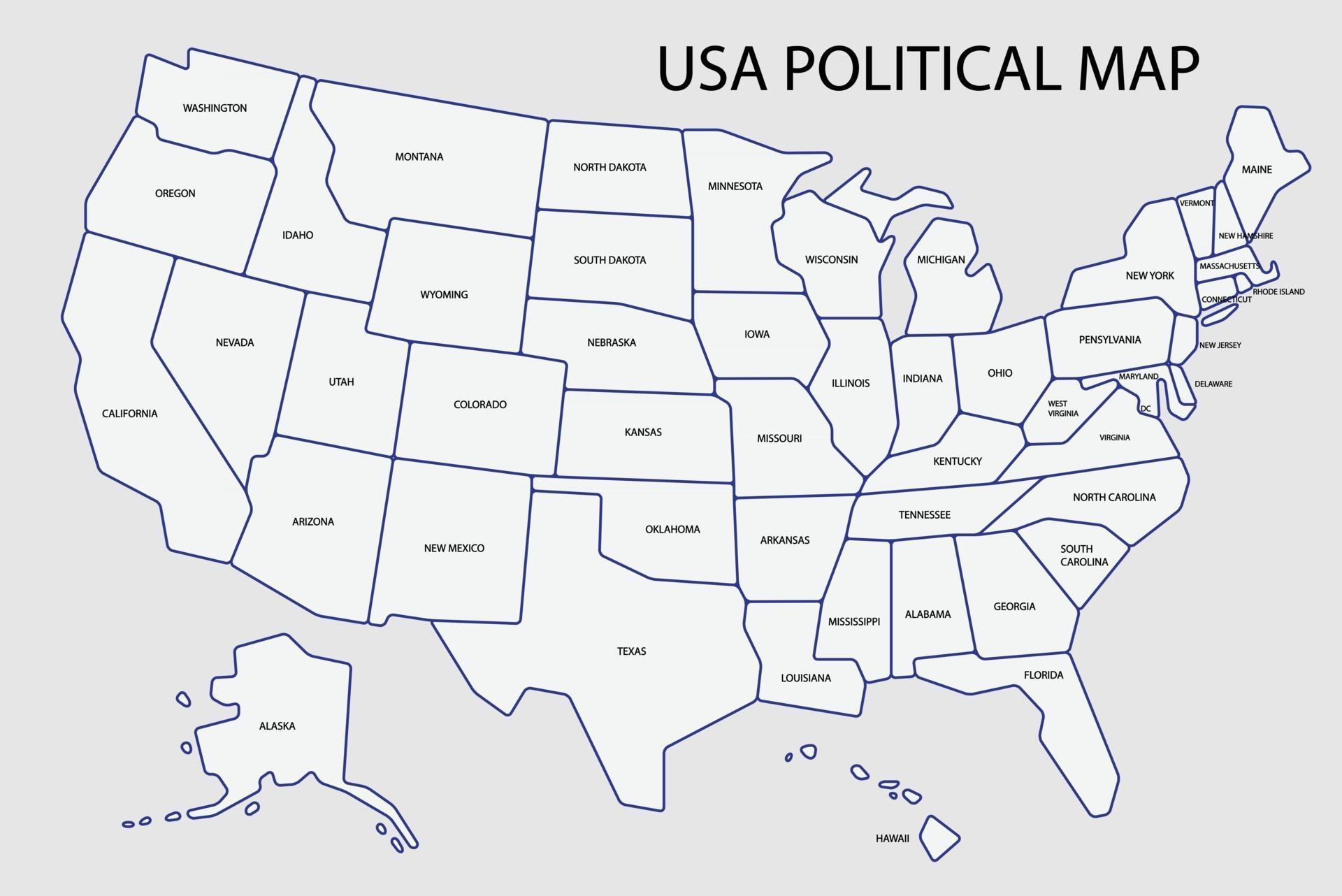 Mapa Con Division Politica De Estados - United States Of America Political Map Divide By State Colorful Outline Simplicity Style Vector