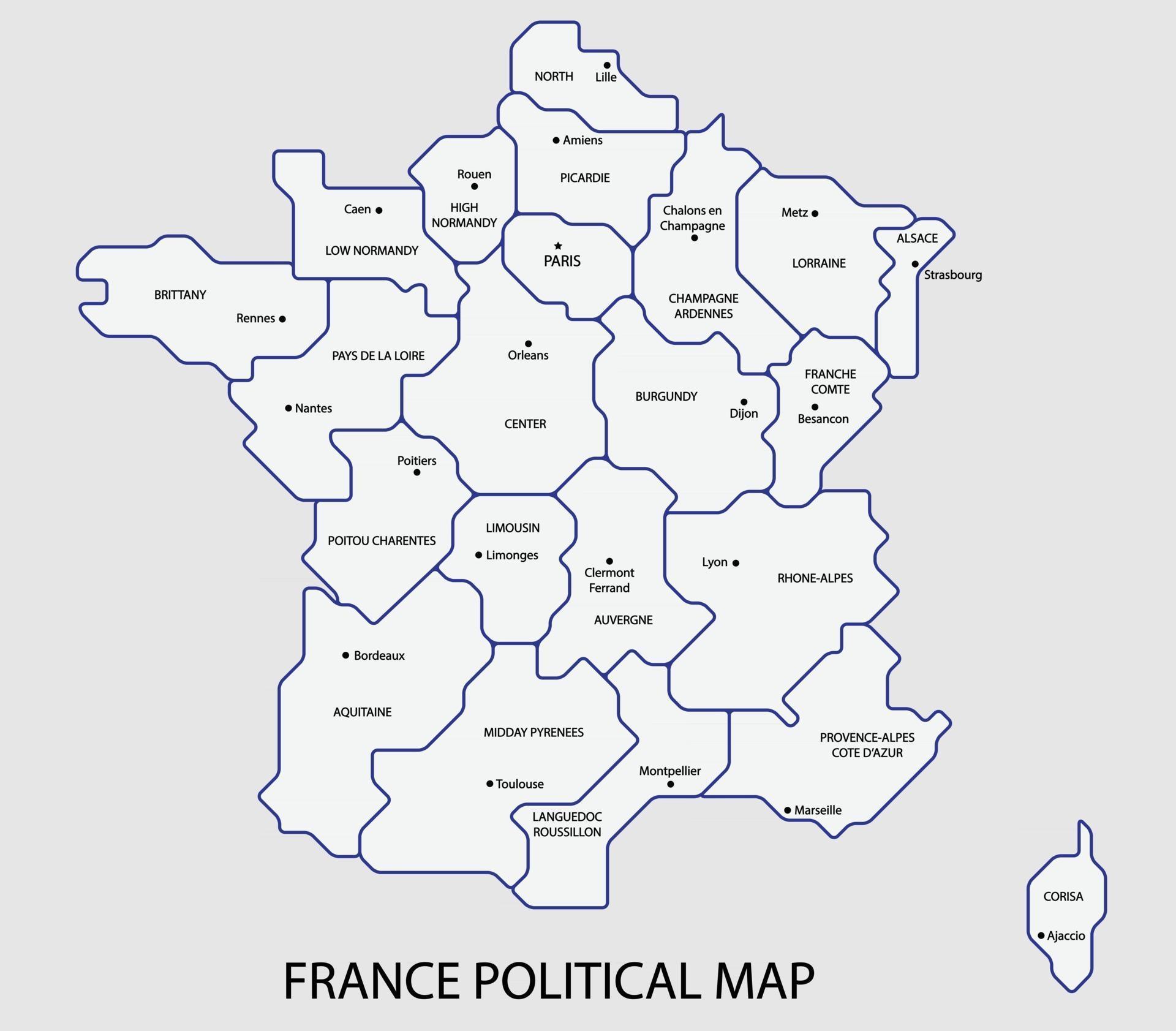 France Political Map Divide By State Colorful Outline Simplicity Style france-political-map-divide-by-state-colorful-outline-simplicity-style