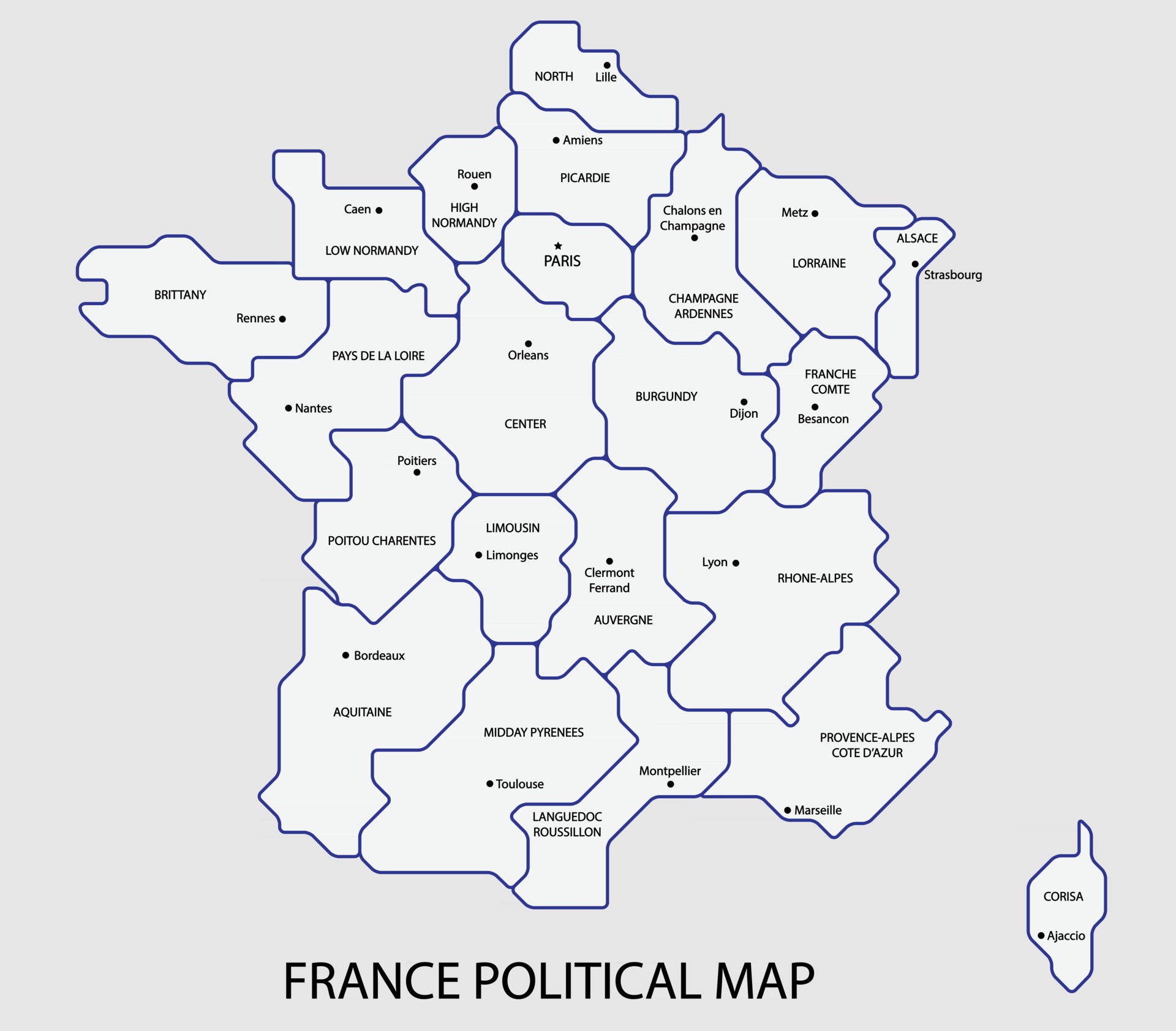 France Political Map Divide By State Colorful Outline Simplicity Style france-political-map-divide-by-state-colorful-outline-simplicity-style