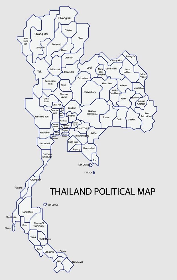 Thailand political map divide by state colorful outline simplicity style. vector