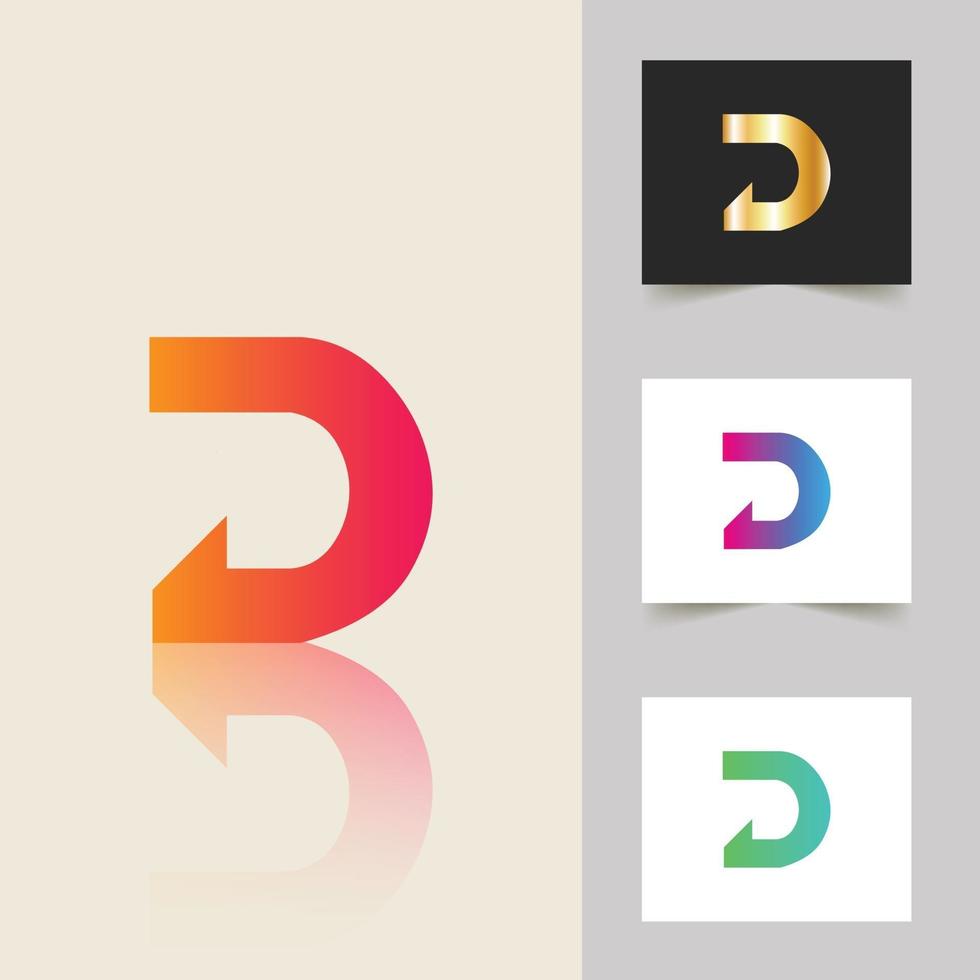 D letter logo professional abstract gradient design vector