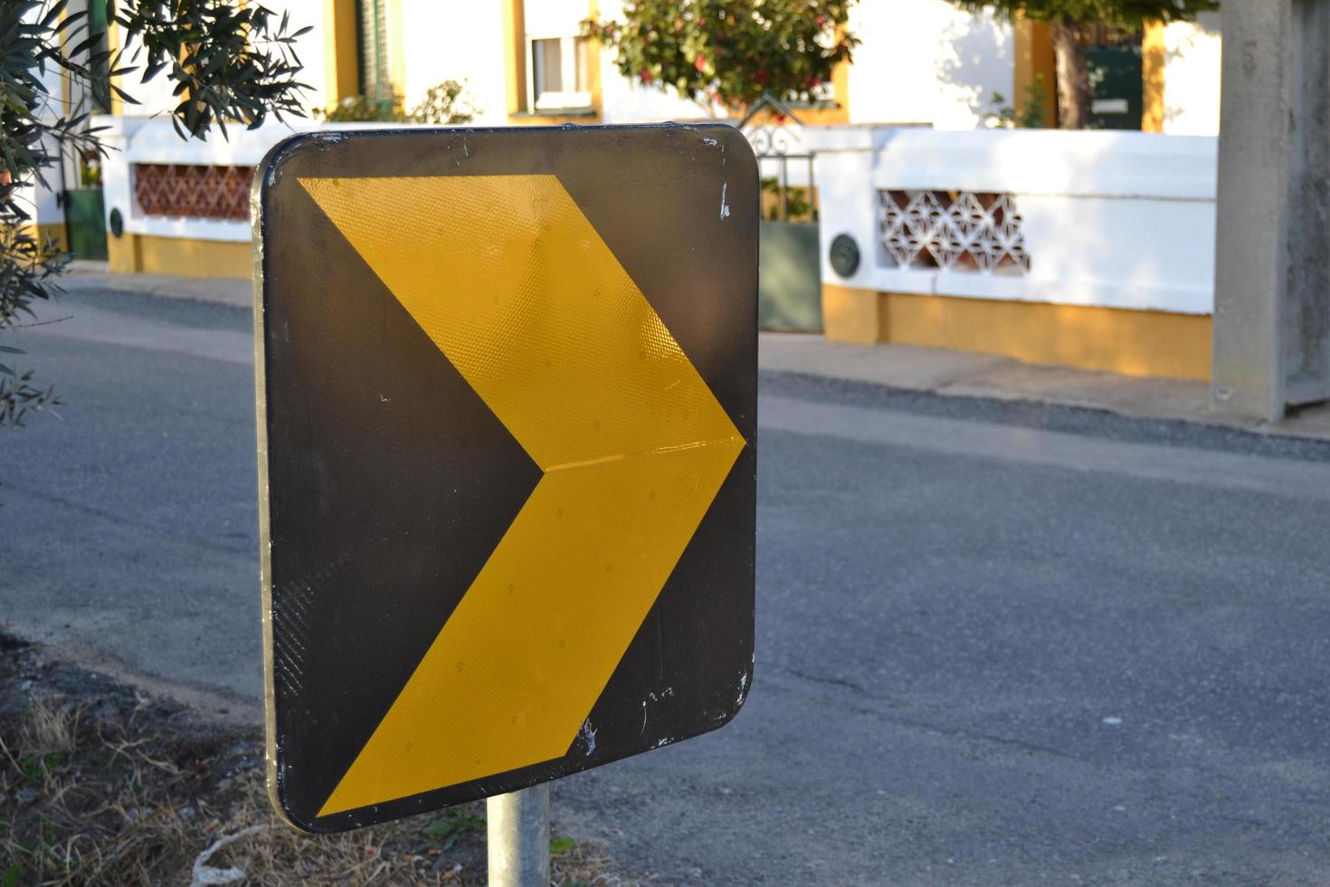 Traffic signal indicating dangerous curve photo