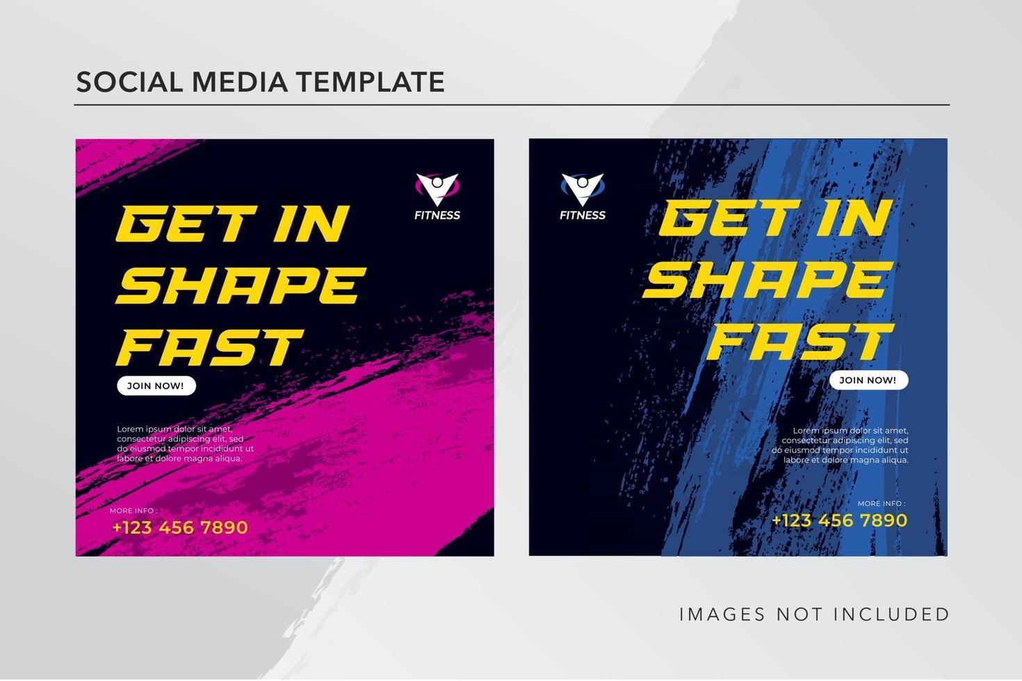 gym training post social media template vector