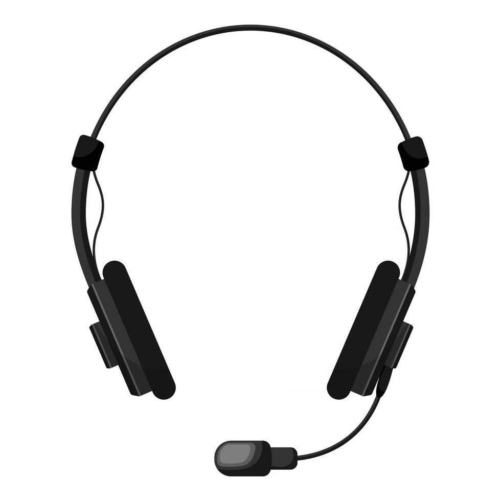 black headset with microphone vector