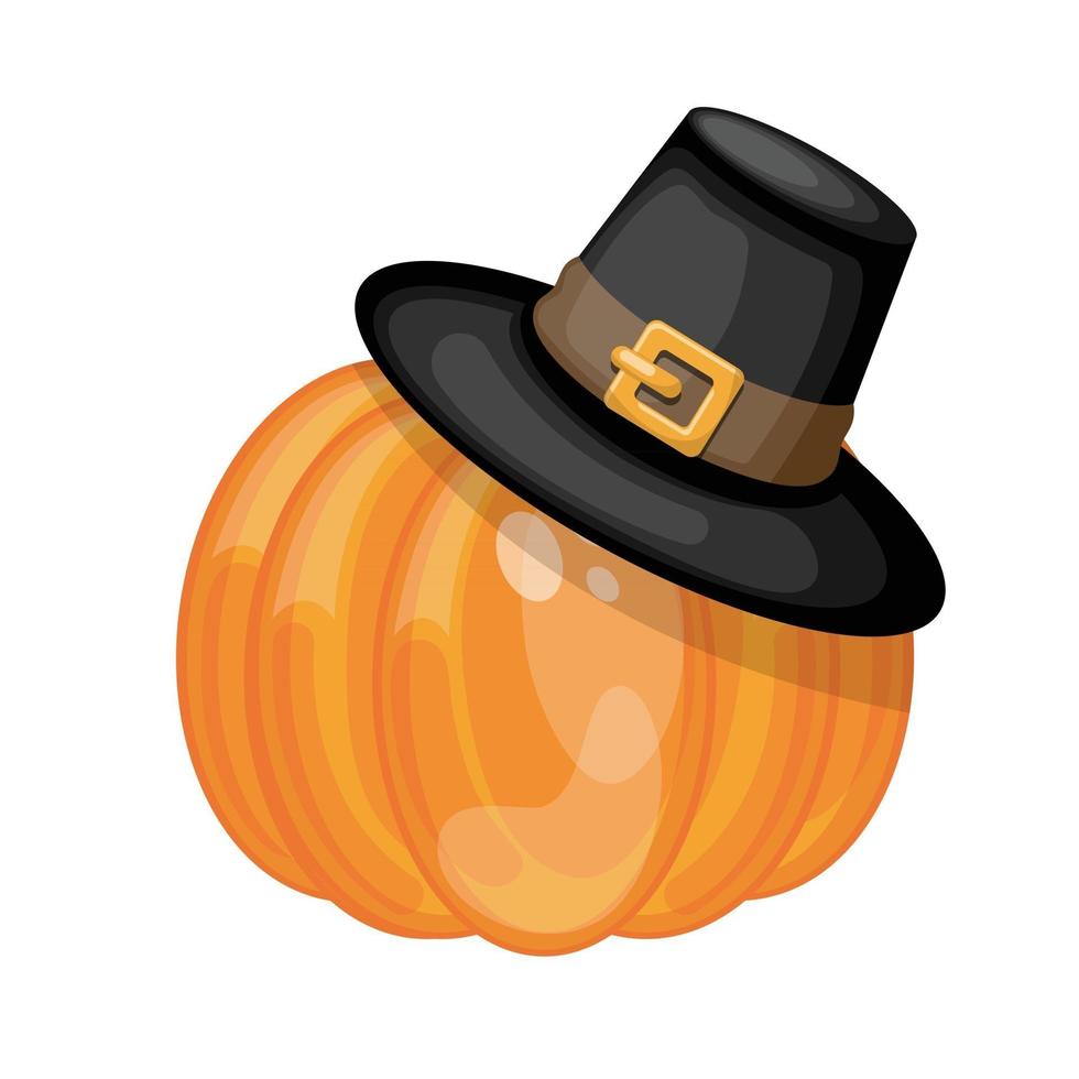 Happy thanksgiving day. Pumpkin in pilgrim hat vector