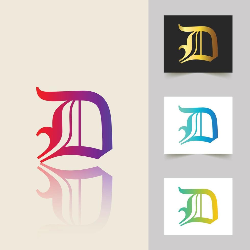 D letter logo professional abstract design vector