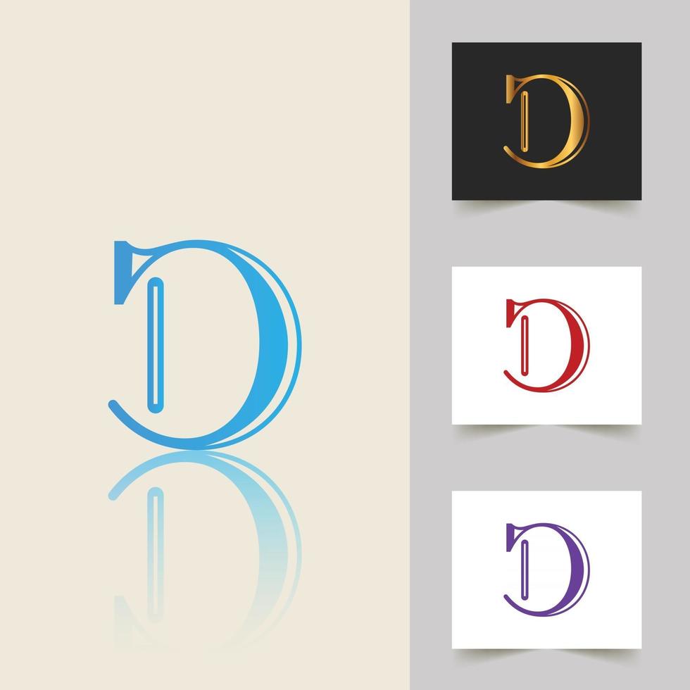 D letter logo professional abstract design vector