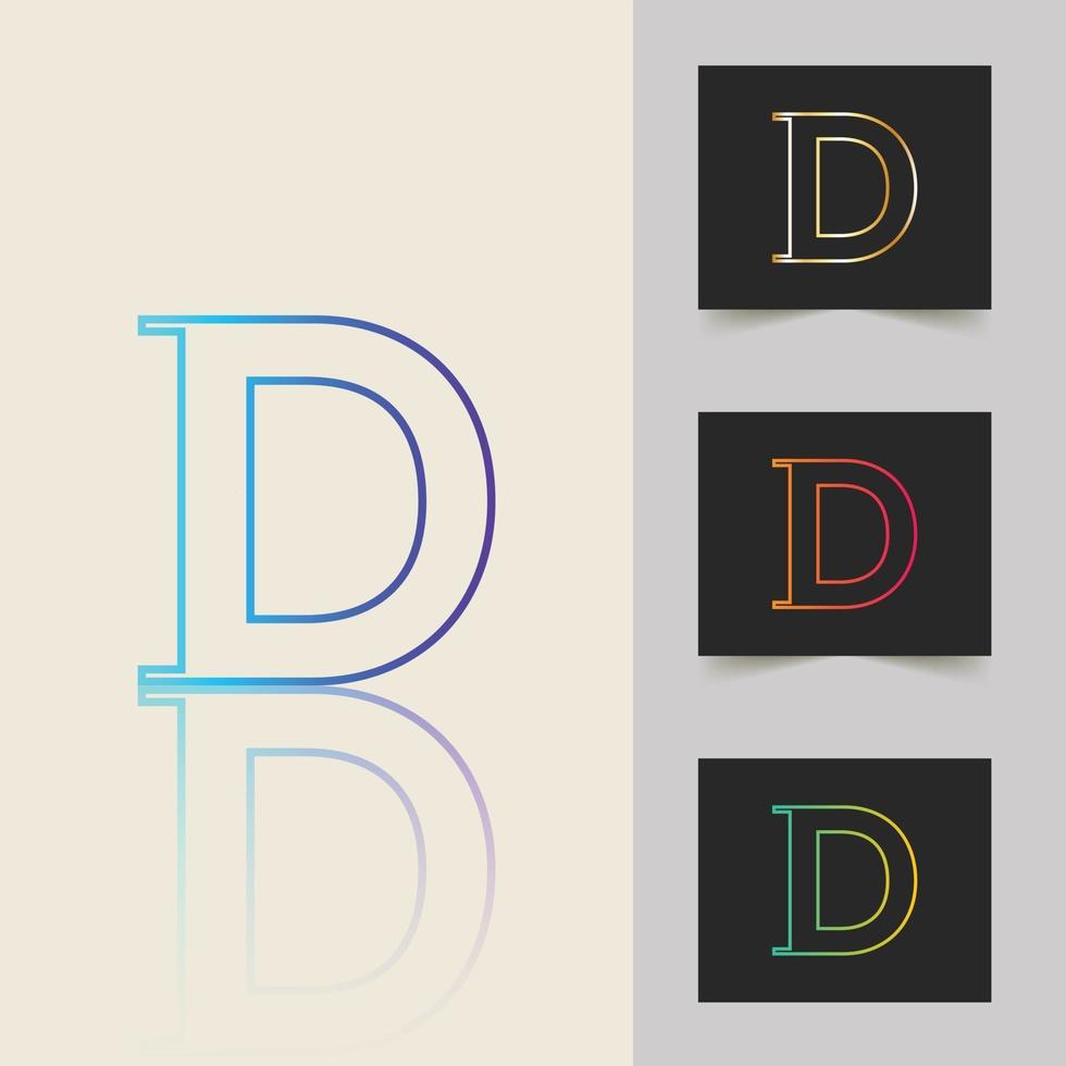 D letter logo professional abstract gradient design vector