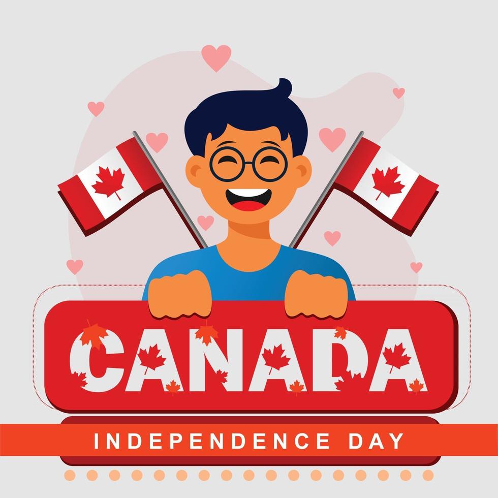 Celebration of Canada day with happy boy vector