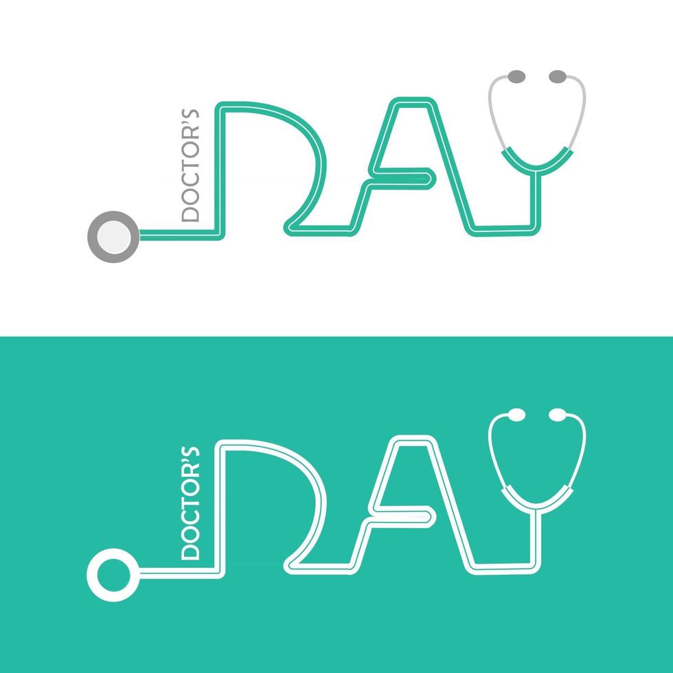 logotipo creativo tipográfico del día del médico en dos variaciones de color vector