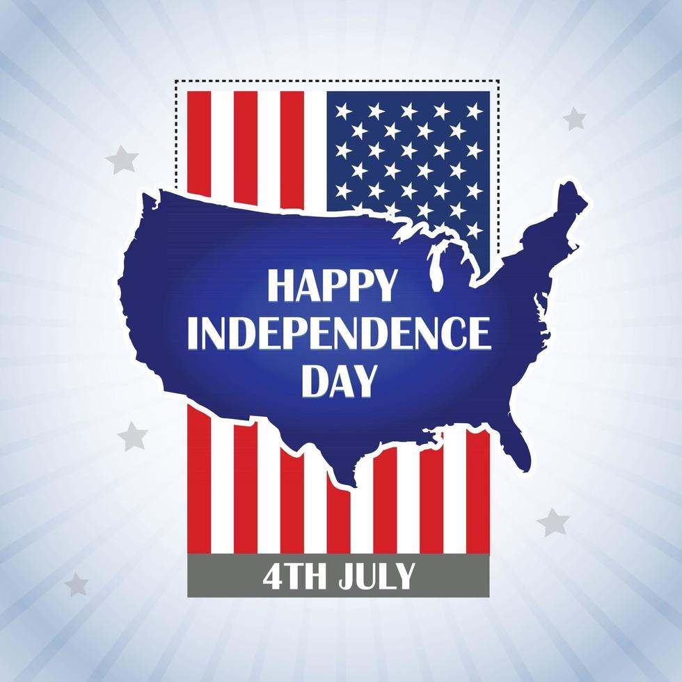 Independence day of USA with geographical map vector