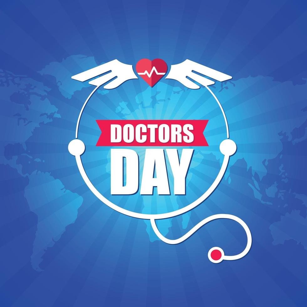 The expressive doctors day logo which is on world map vector