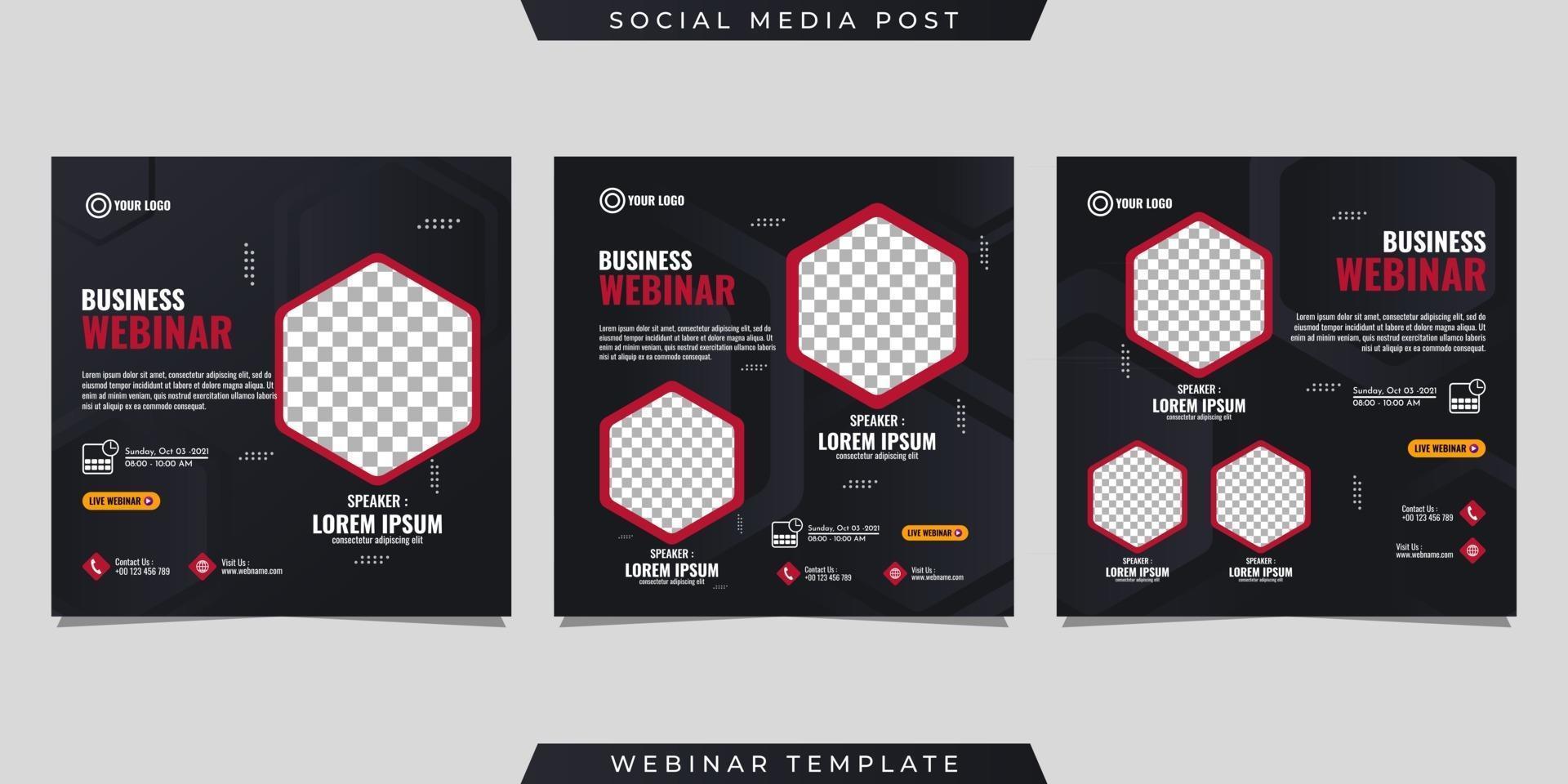 Creative design collection of social media story post templates on red and black background vector